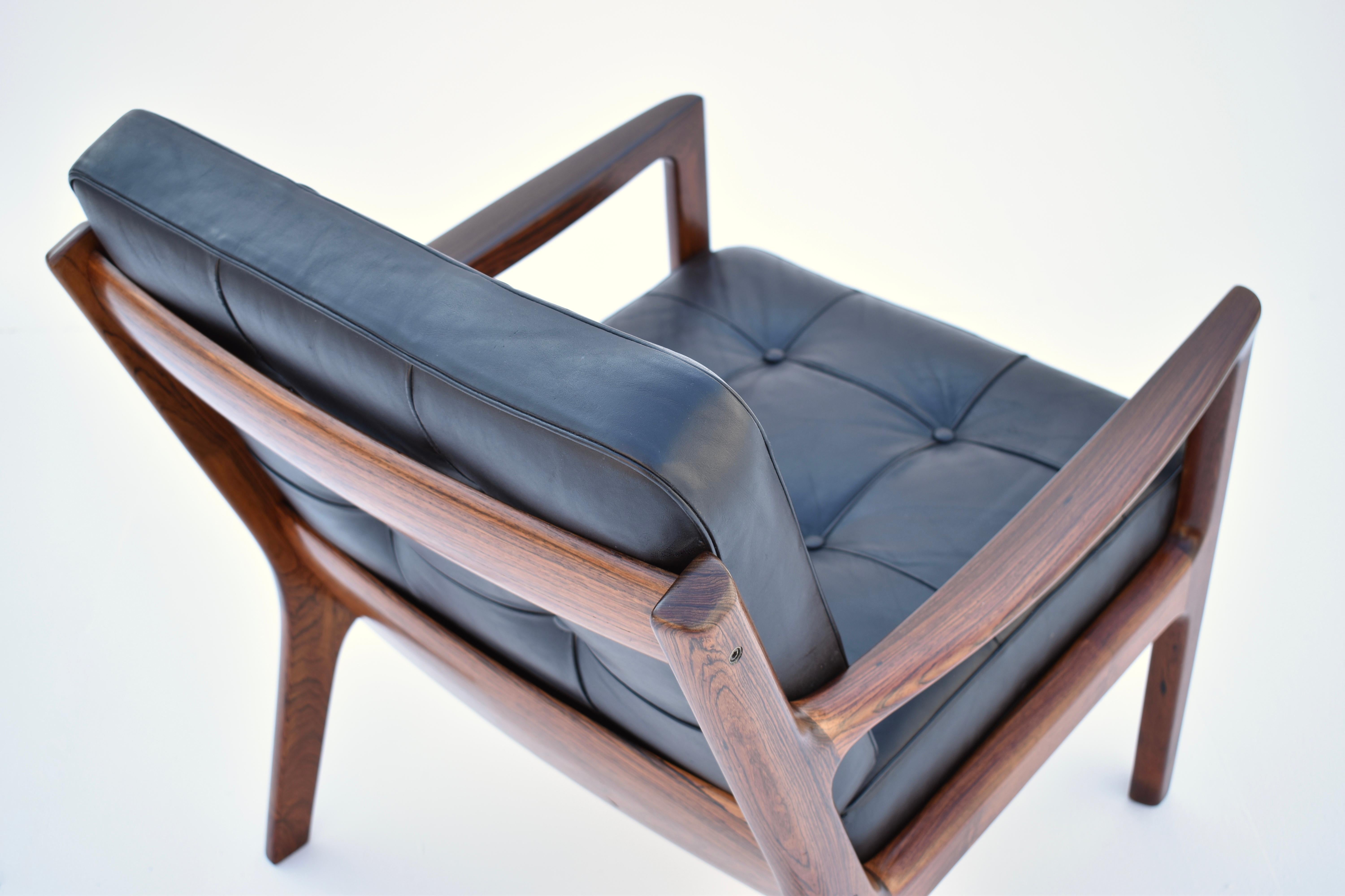 Ole Wanscher Model 166 Rosewood 'Senator' Lounge Chair For France & Son, Denmark 1