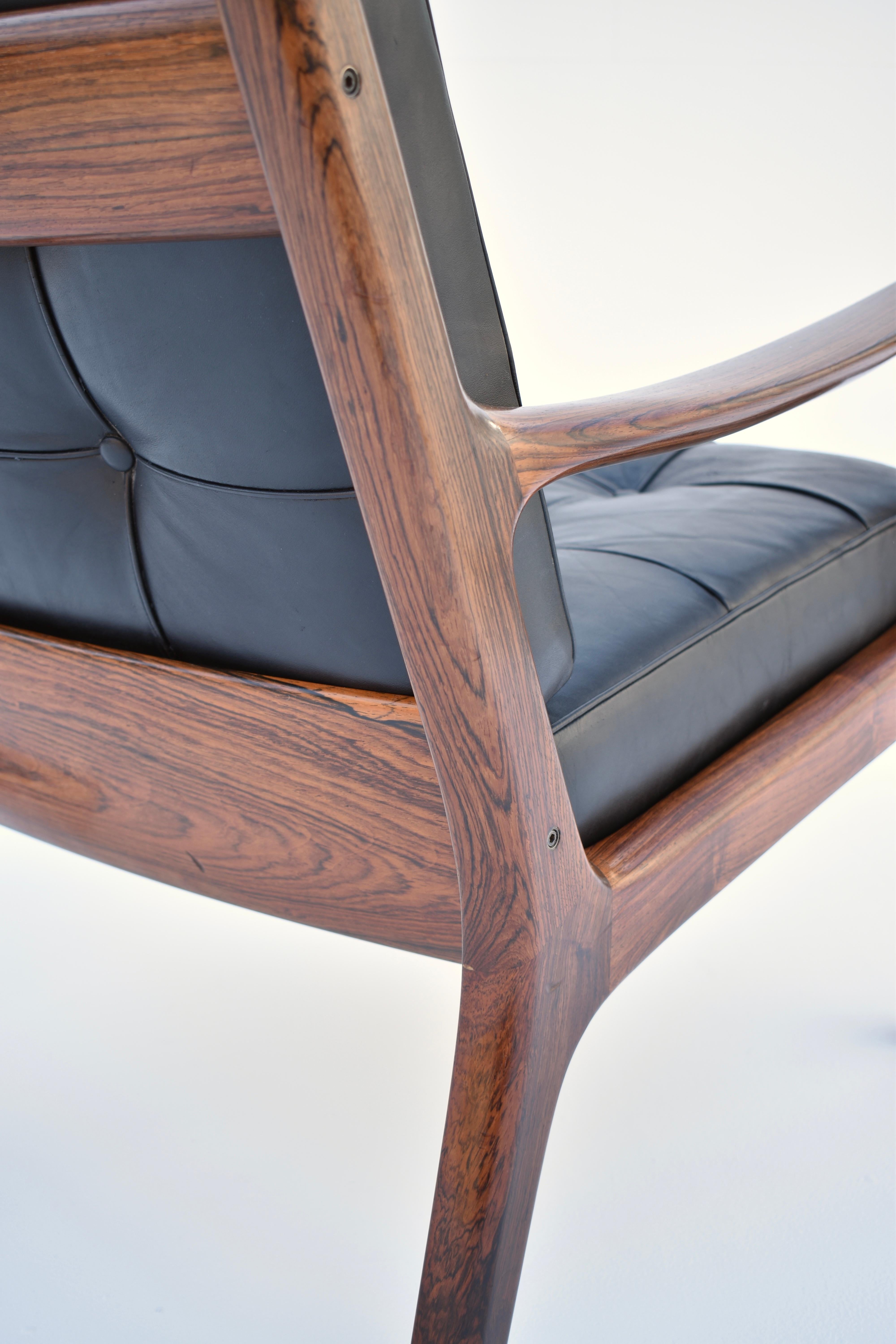Ole Wanscher Model 166 Rosewood 'Senator' Lounge Chair For France & Son, Denmark 2