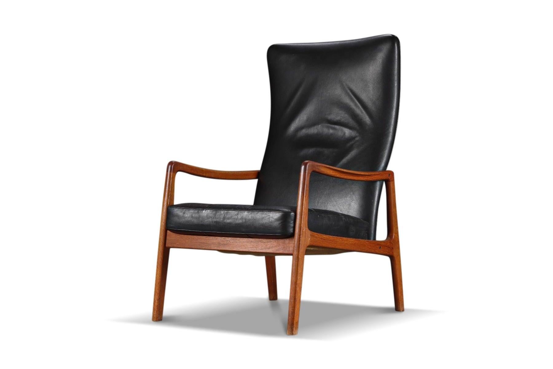 Ole Wanscher Model Fd-159 Highback Lounge Chair in Teak + Leather For Sale 1