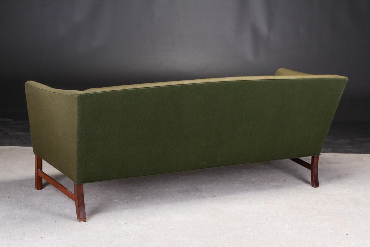 European Ole Wanscher Model Sofa and Armchair with Green Wool and Rosewood Frames For Sale