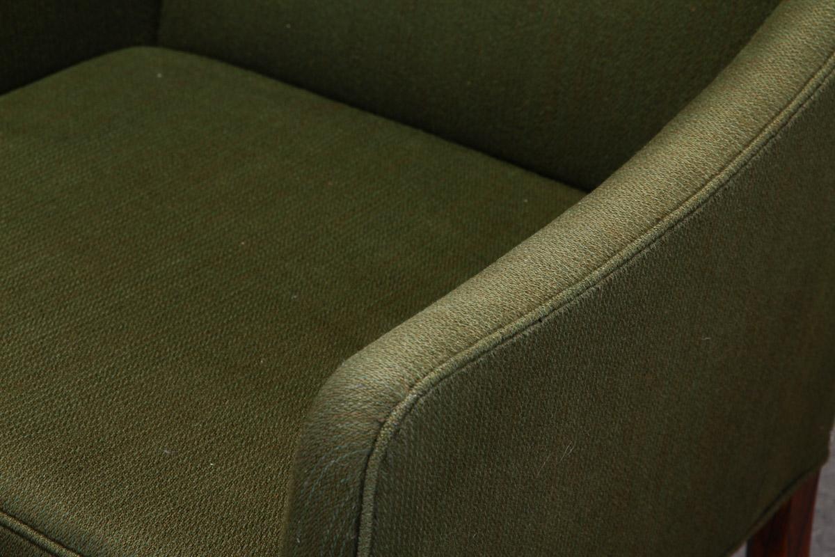 Mid-20th Century Ole Wanscher Model Sofa and Armchair with Green Wool and Rosewood Frames For Sale