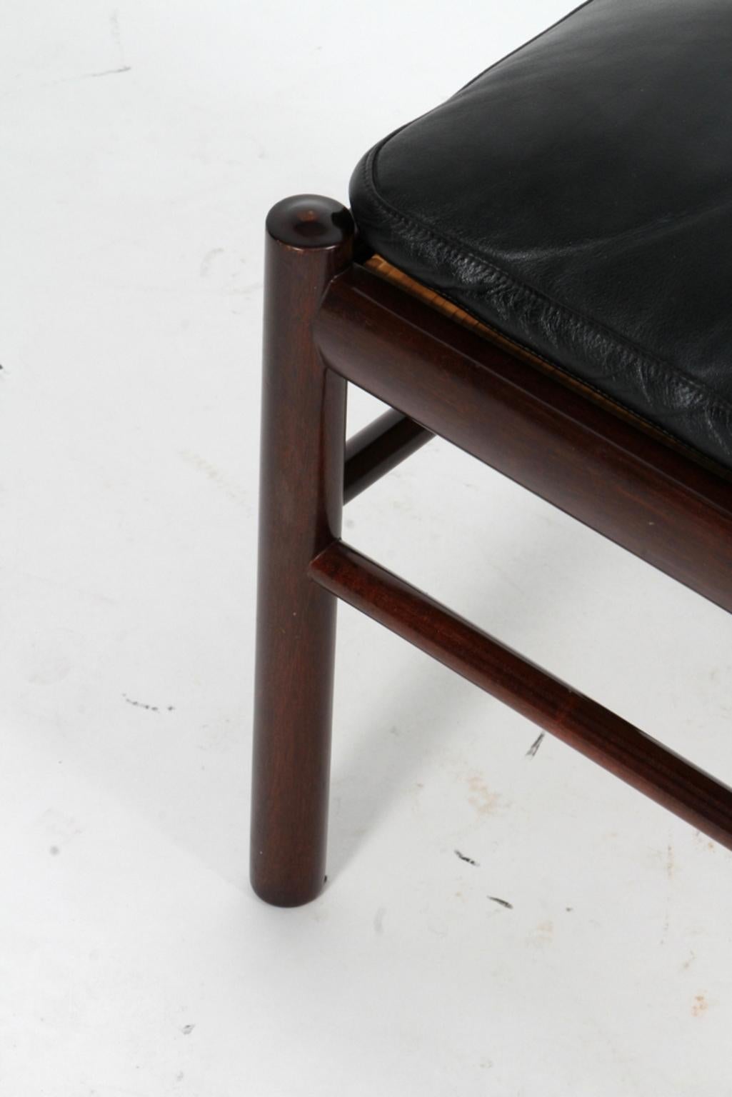 Scandinavian Modern Ole Wanscher Ottoman for Colonial Chair in Mahogany and Original Leather, PJ 149