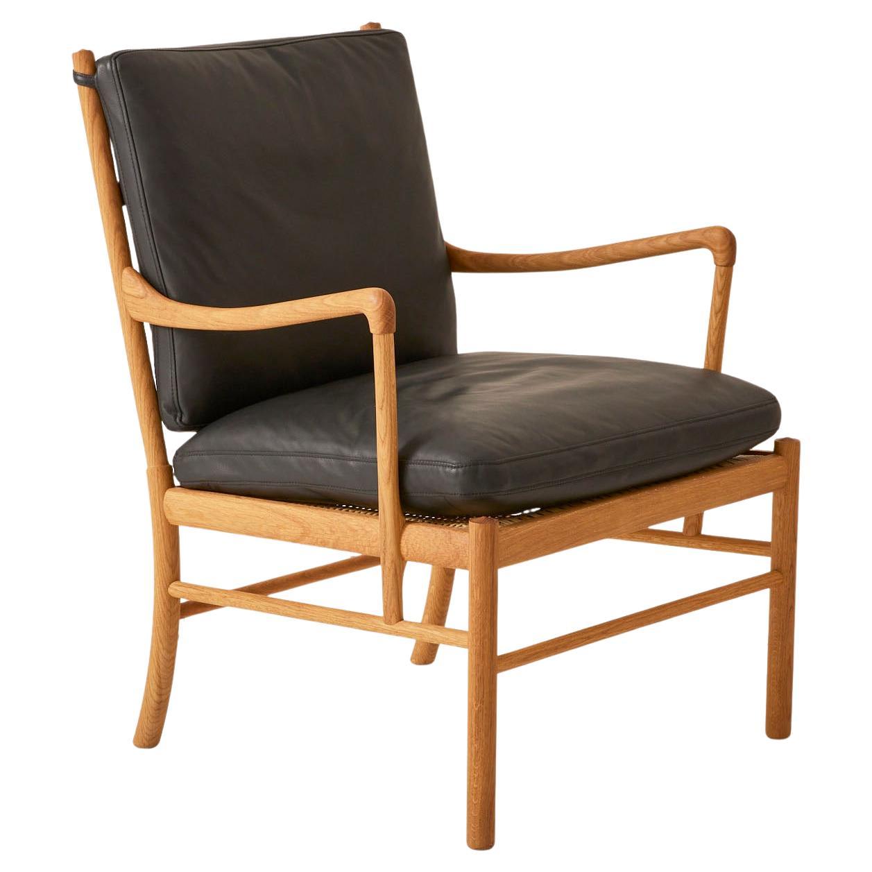 Sedia Ole Wanscher Ow-149 "Colonial" in Oak con cuscini in pelle