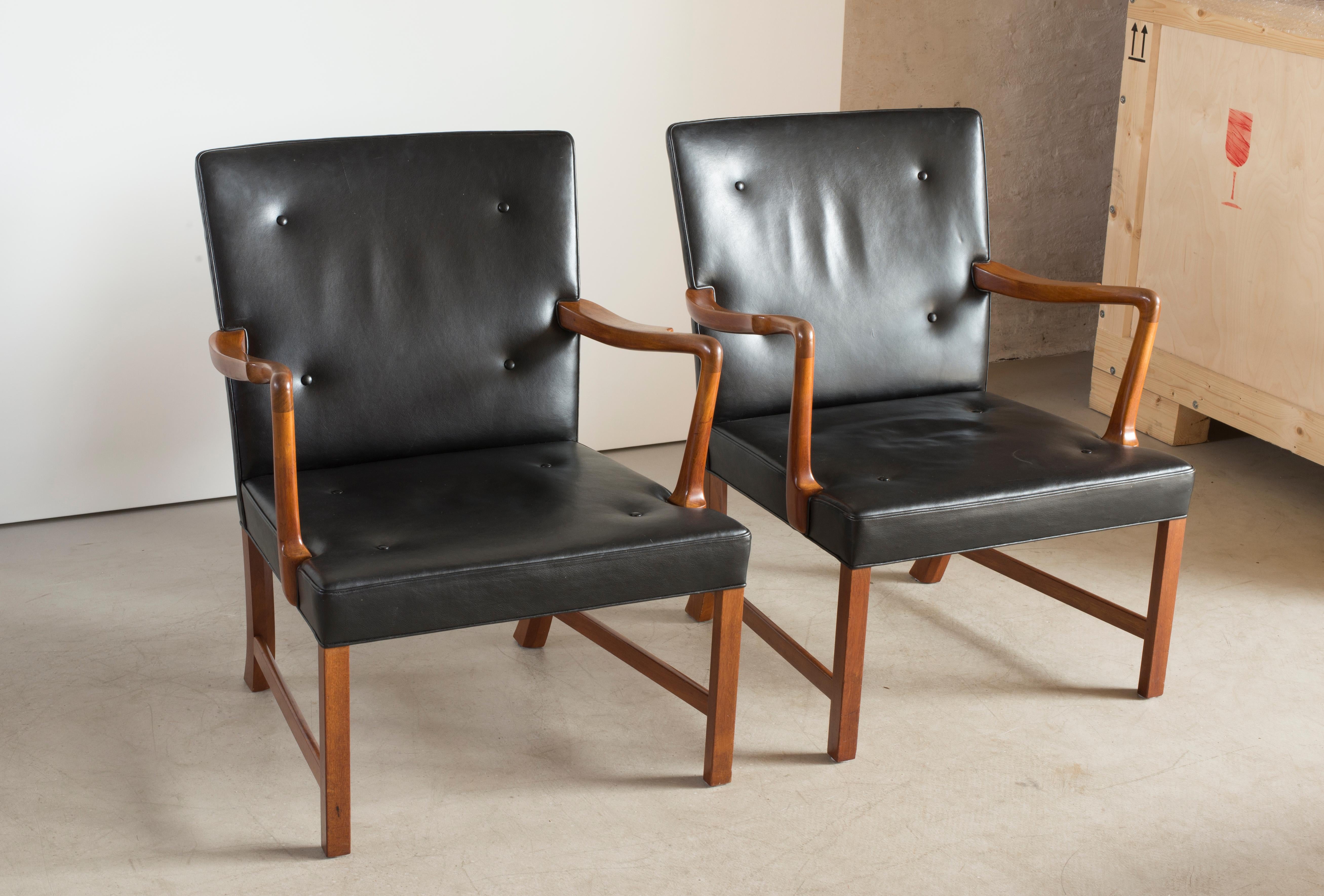 Lacquered Ole Wanscher Pair of Armchairs for A.J. Iversen