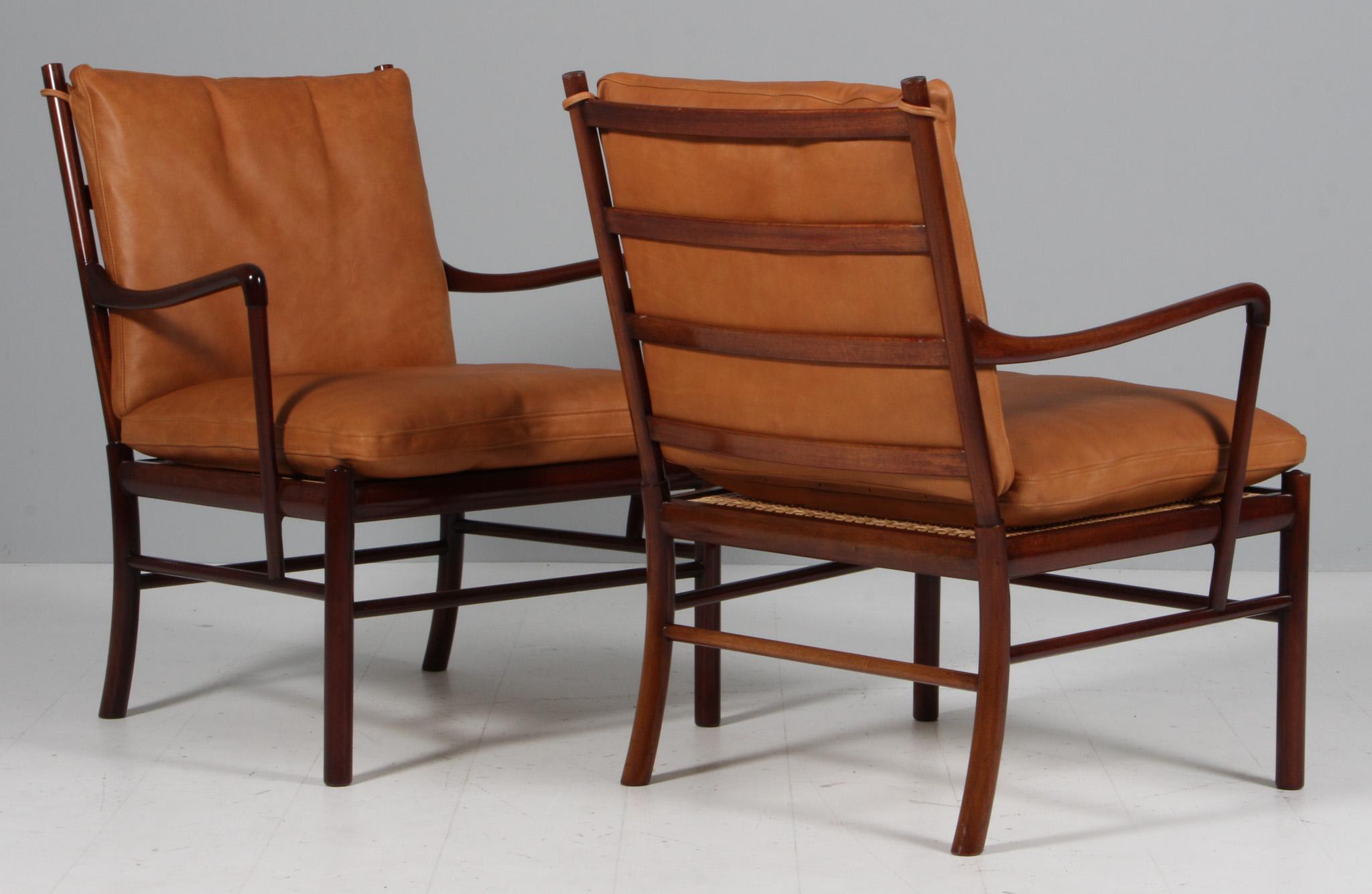 Leather Ole Wanscher pair of Colonial Chairs