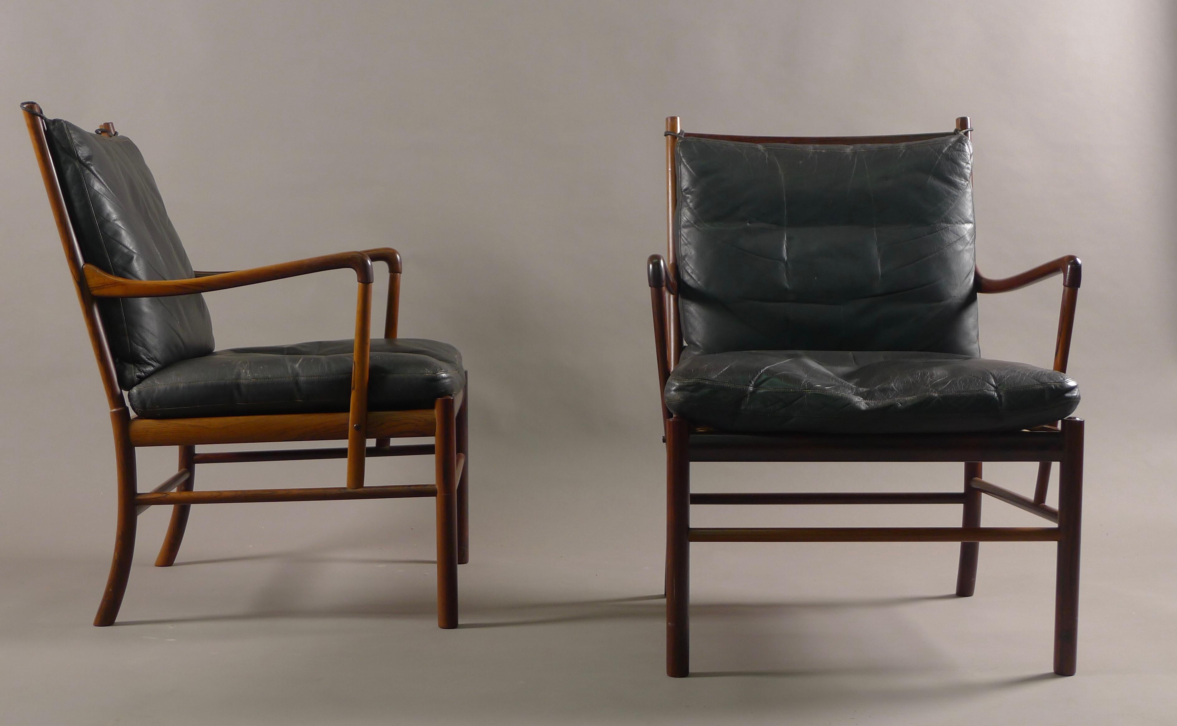 Ole Wanscher Pair of Colonial Chairs in Rosewood, Manufacturers Labels, 1950's 5