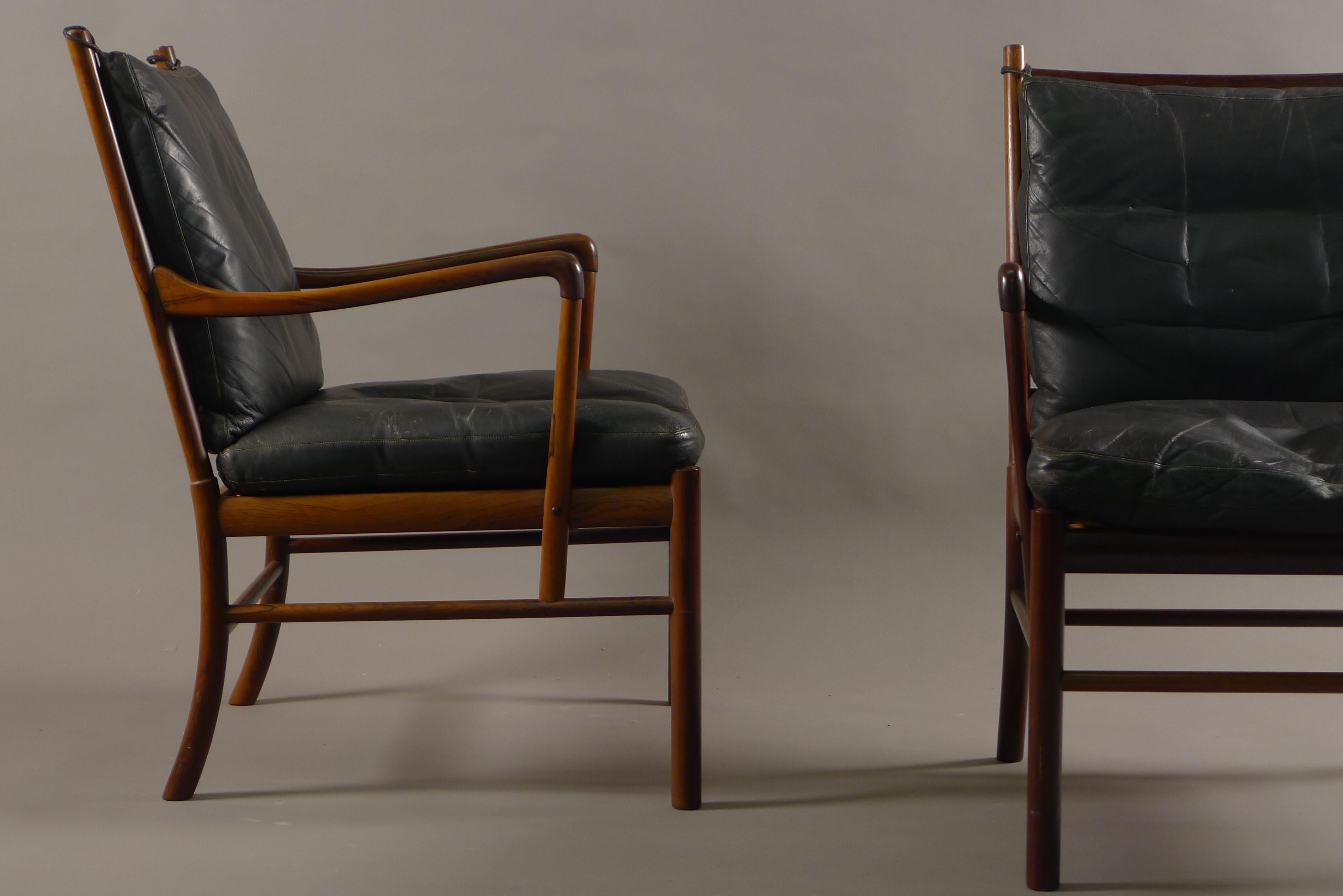 Ole Wanscher Pair of Colonial Chairs in Rosewood, Manufacturers Labels, 1950's 6