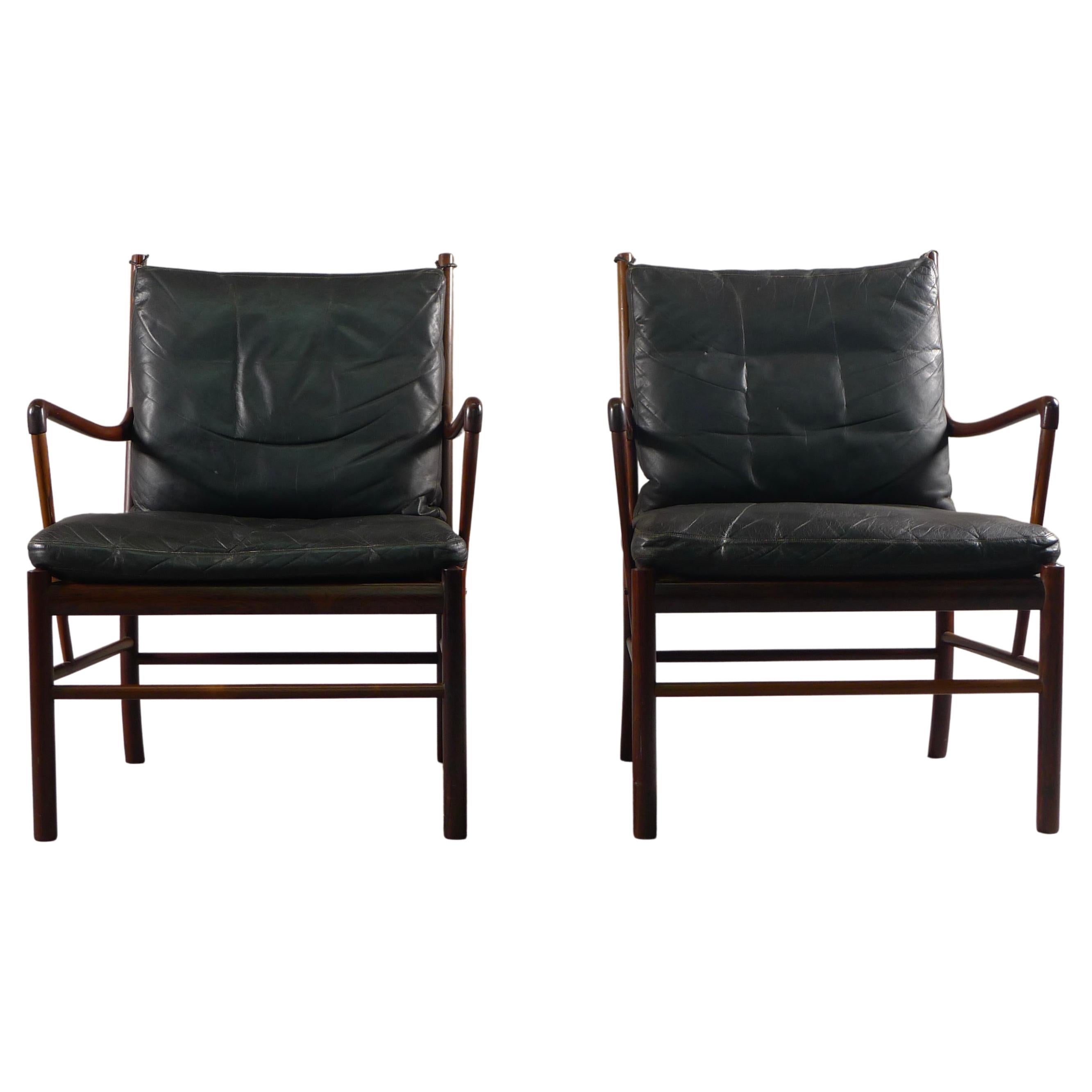 Ole Wanscher Pair of Colonial Chairs in Rosewood, Manufacturers Labels, 1950's