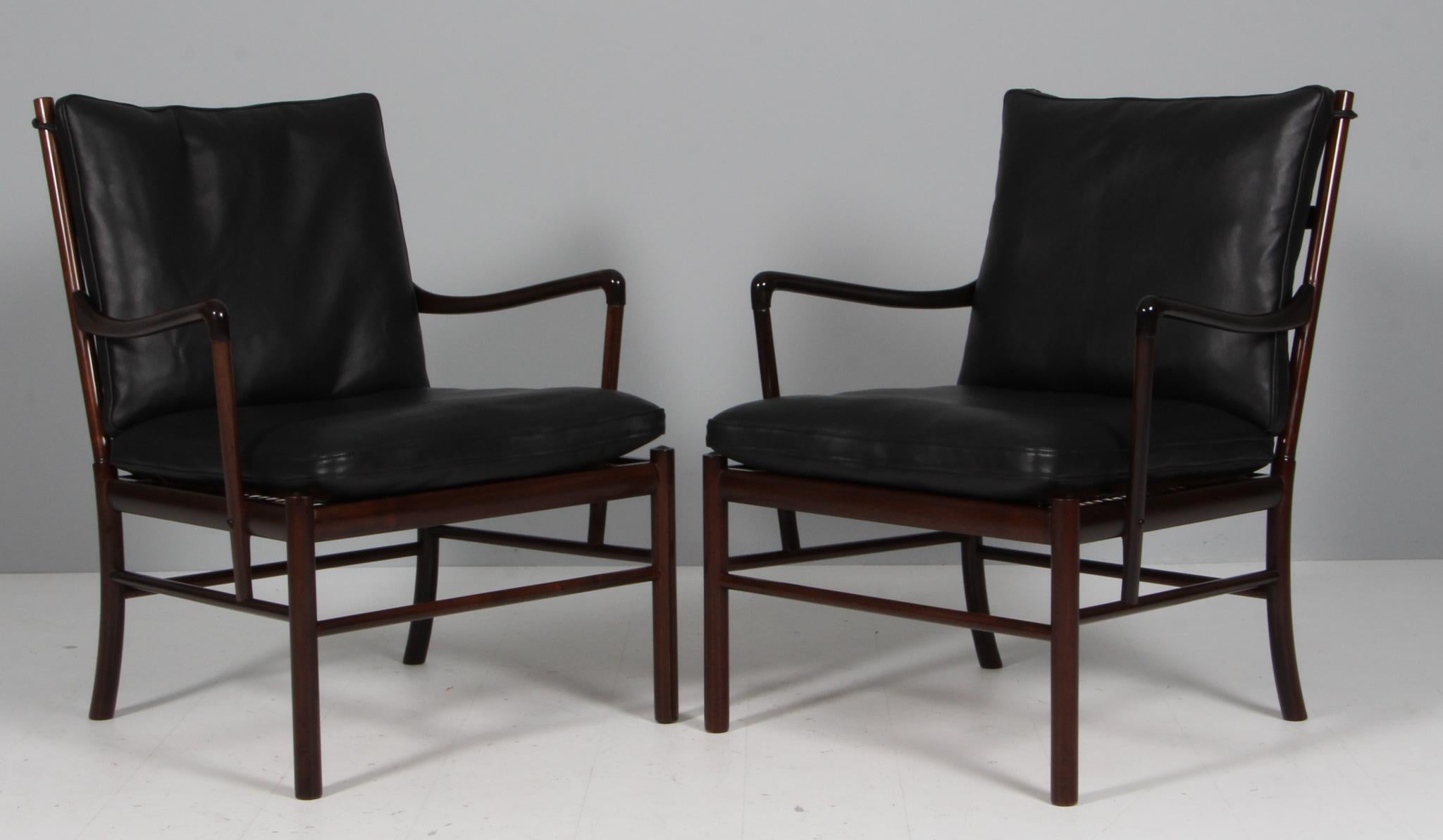 Ole Wanscher par de sillones coloniales y otomana en Bueno estado para la venta en Esbjerg, DK