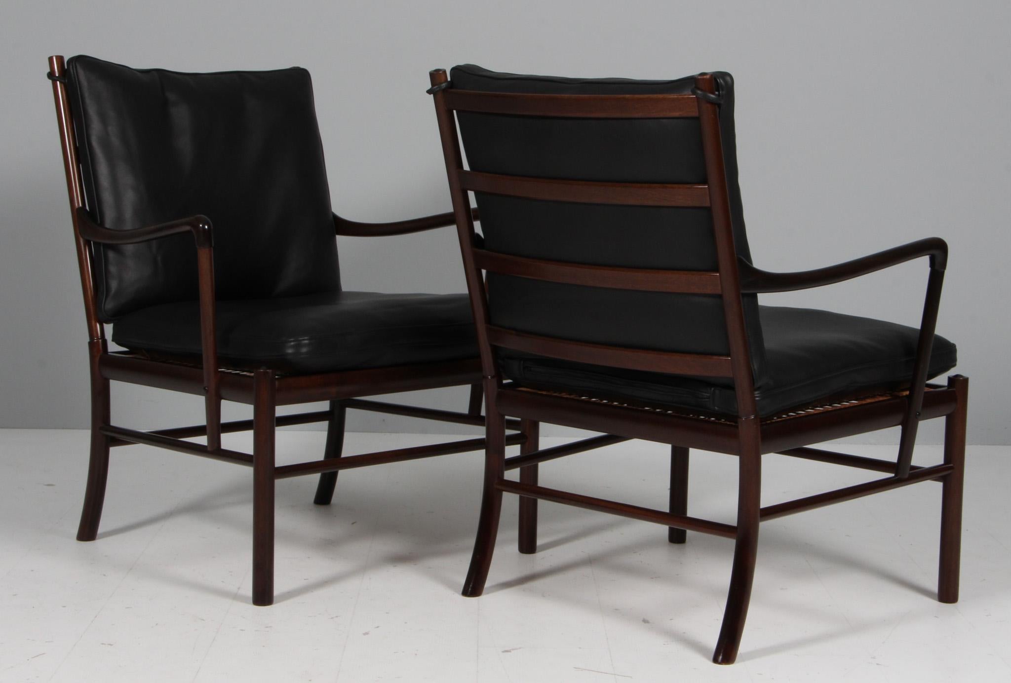 Ole Wanscher par de sillones coloniales y otomana en venta 2