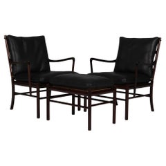 Ole Wanscher pair of colonial lounge chairs and ottoman