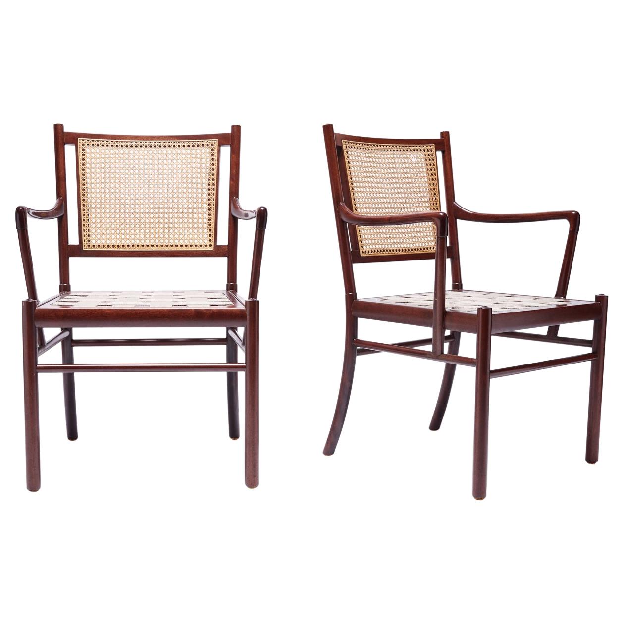 Pair of Vintage Cane Back Chairs by Bert England For Sale at 1stDibs
