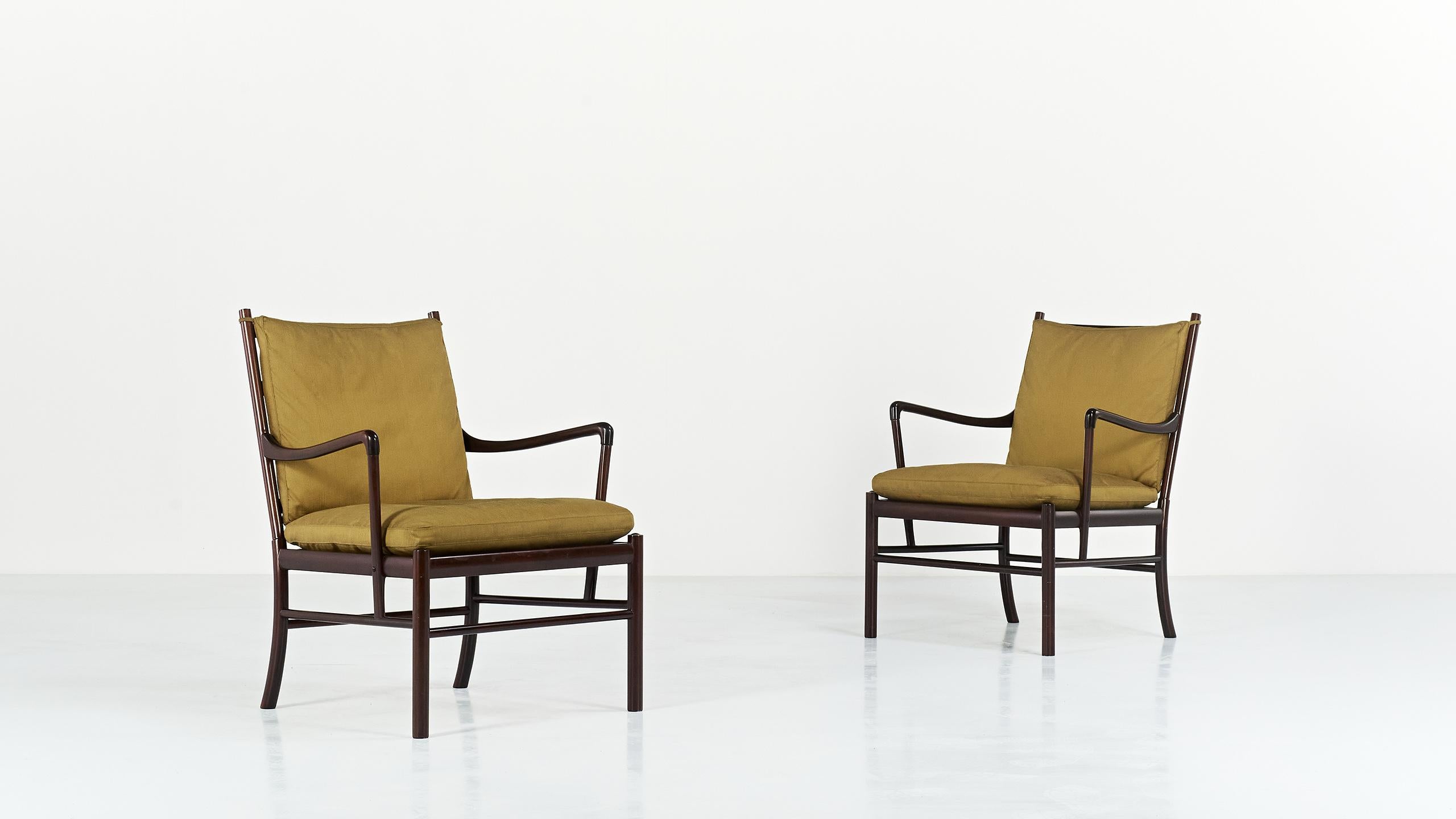 Pair of PJ 149 armchair, known as the colonial chair, by Ole Wanscher for Poul Jeppesen. Designed in 1949 and inspired by the colonial furniture of the 19th century, the PJ 149 is today considered an iconic piece of the mid-century Danish design.