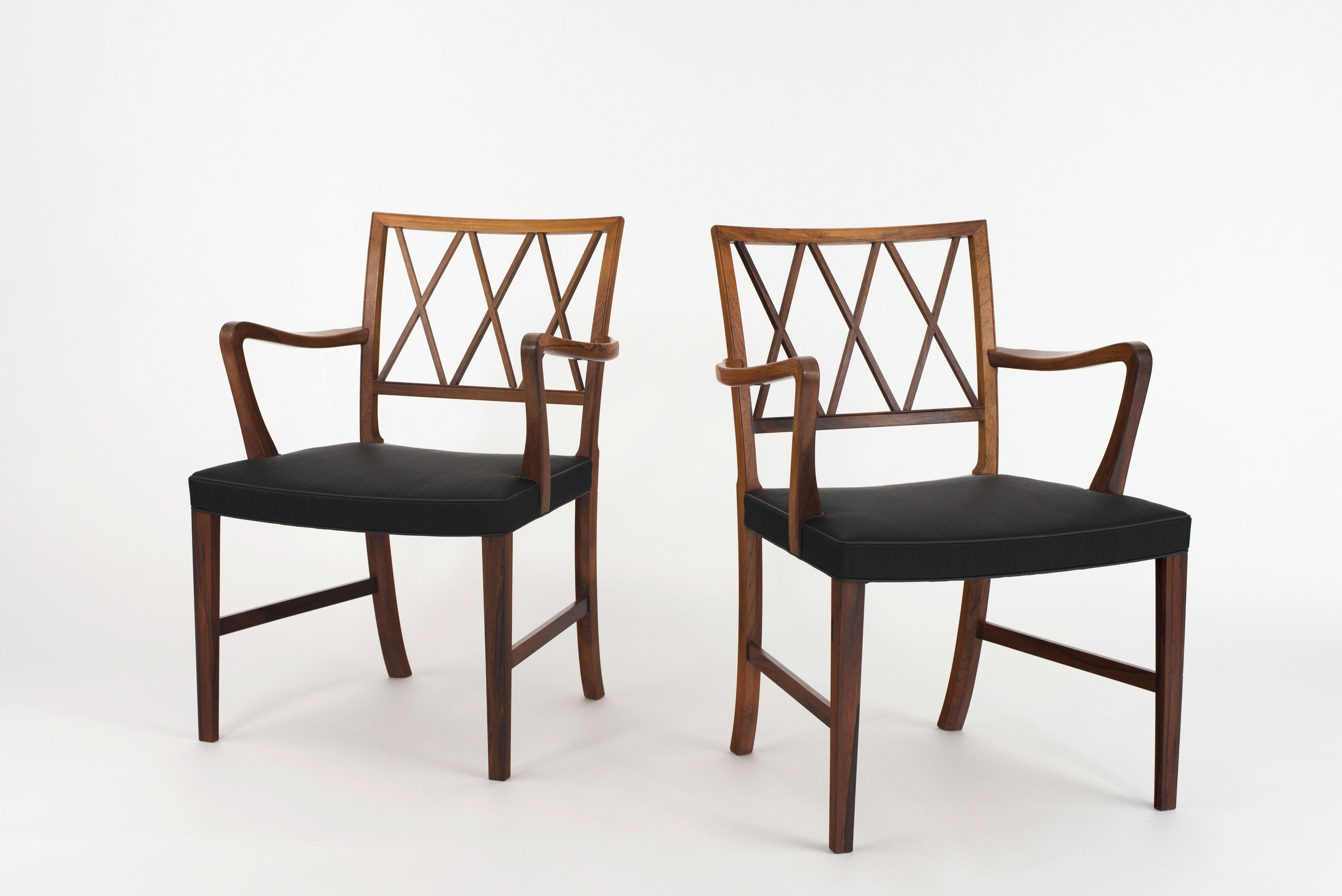 Scandinavian Modern Ole Wanscher Pair of Rosewood Armchairs for A. J. Iversen