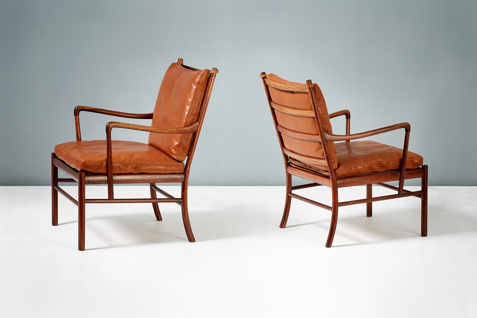 Ole Wanscher Pair of Rosewood Colonial Chairs, 1950s For Sale 1