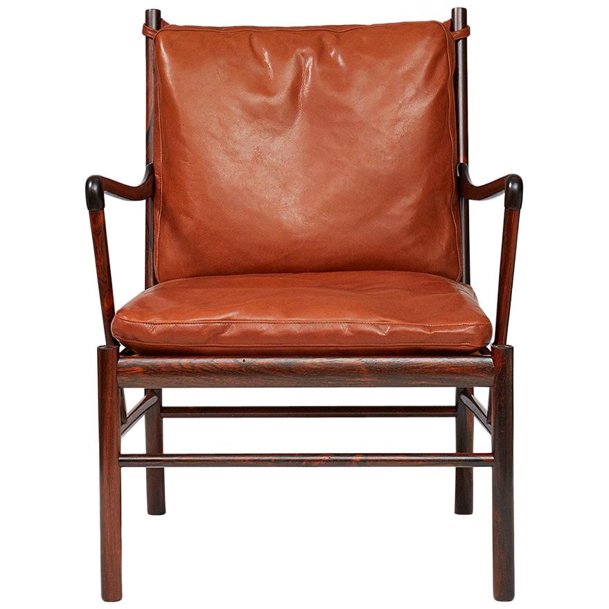 Scandinavian Modern Ole Wanscher Pair of Rosewood Colonial Chairs