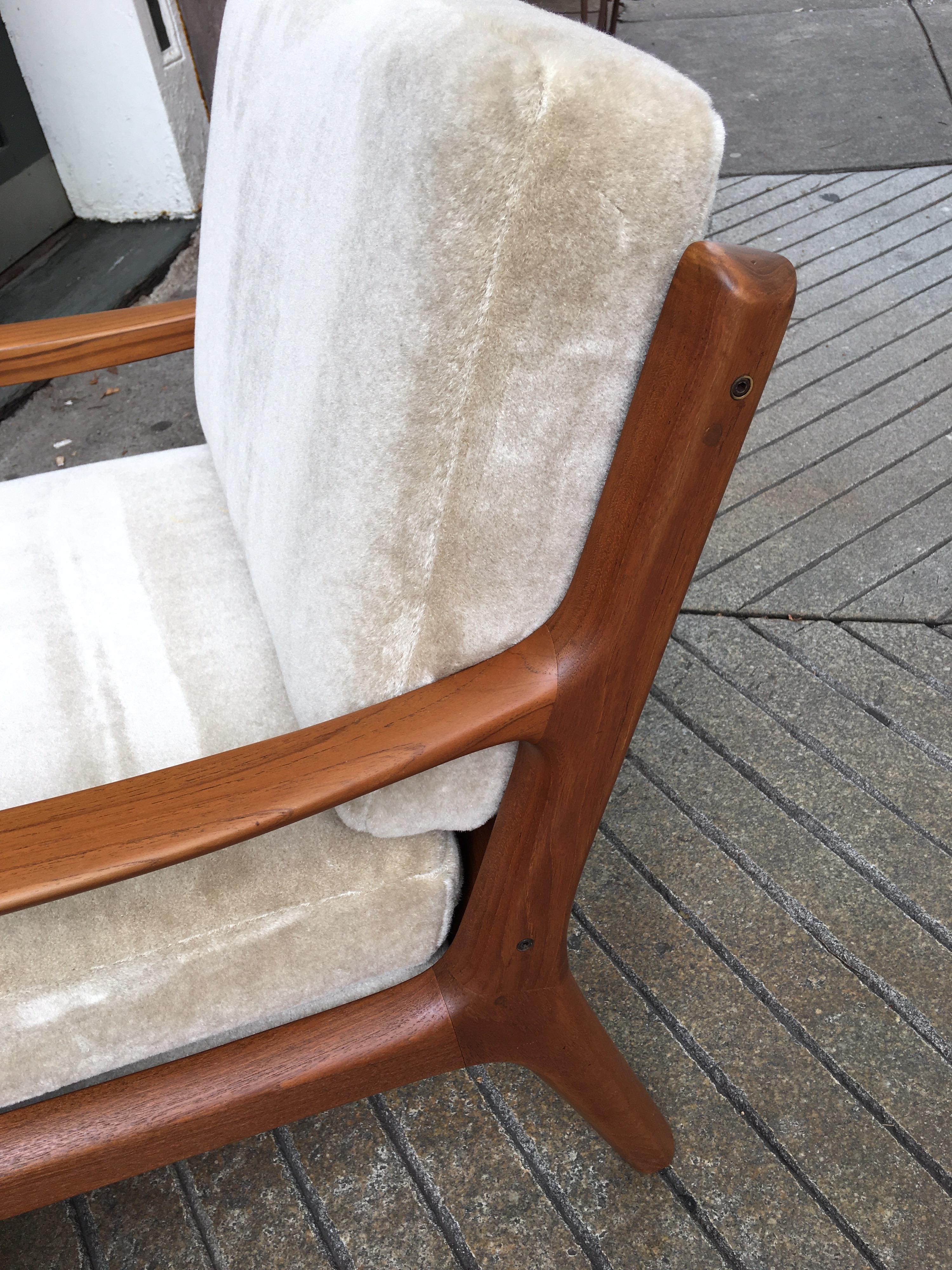 Mid-20th Century Ole Wanscher Pair of Senator Chairs in Teak and Mohair