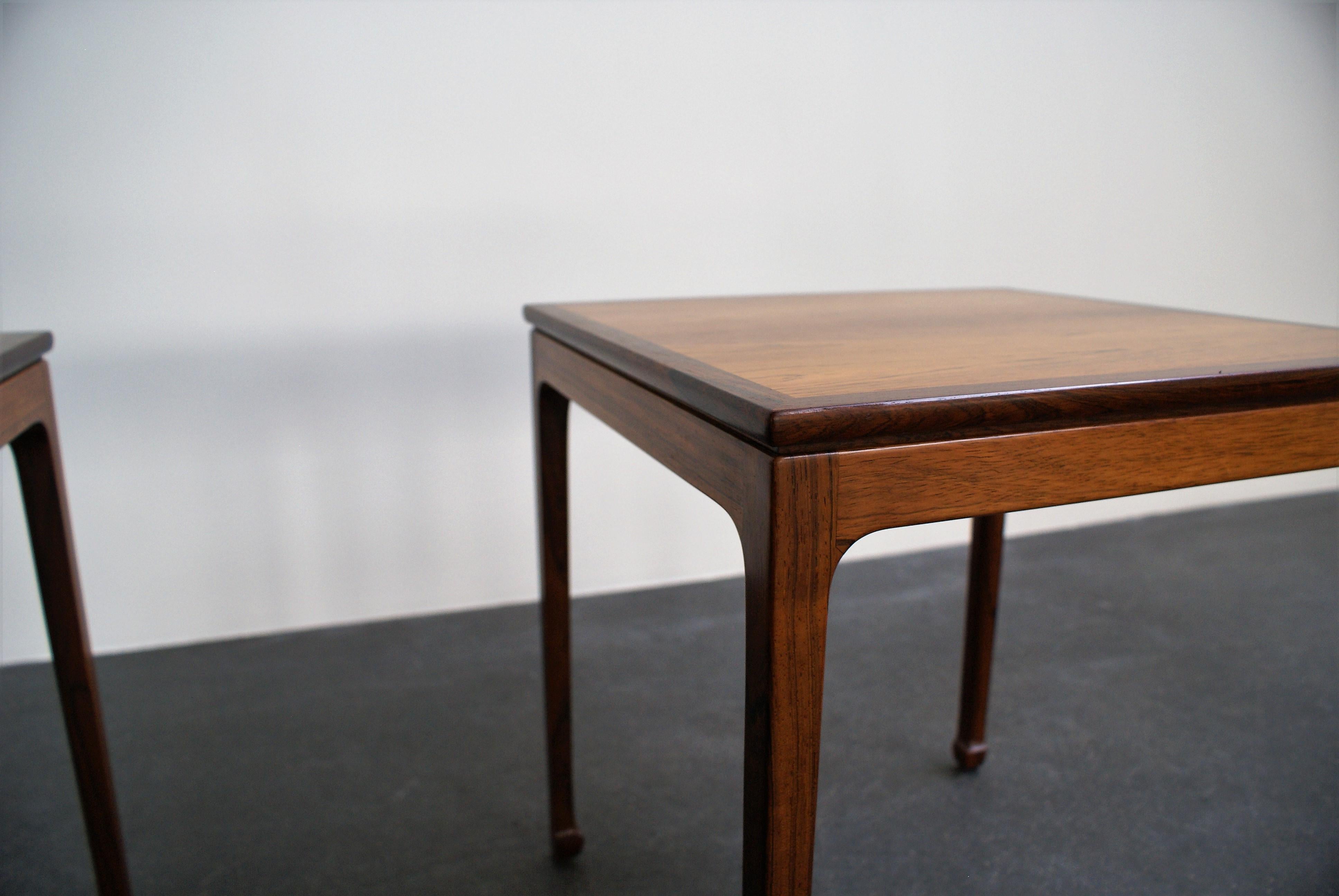 Ole Wanscher Pair of Side Tables in Brazilian Rosewood for A. J. Iversen, 1957 For Sale 4