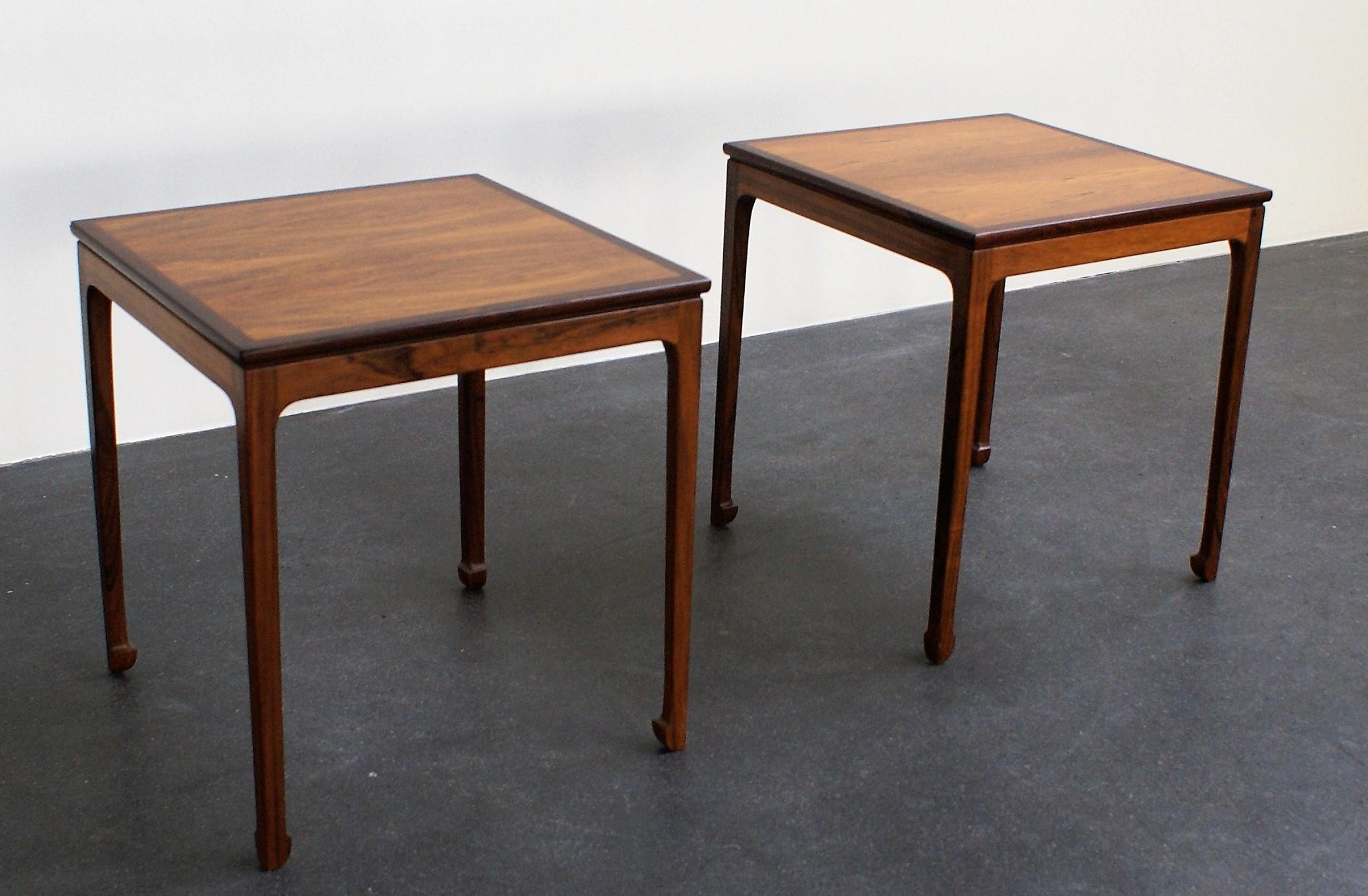 Ole Wanscher Pair of Side Tables in Brazilian Rosewood for A. J. Iversen, 1957 For Sale 5