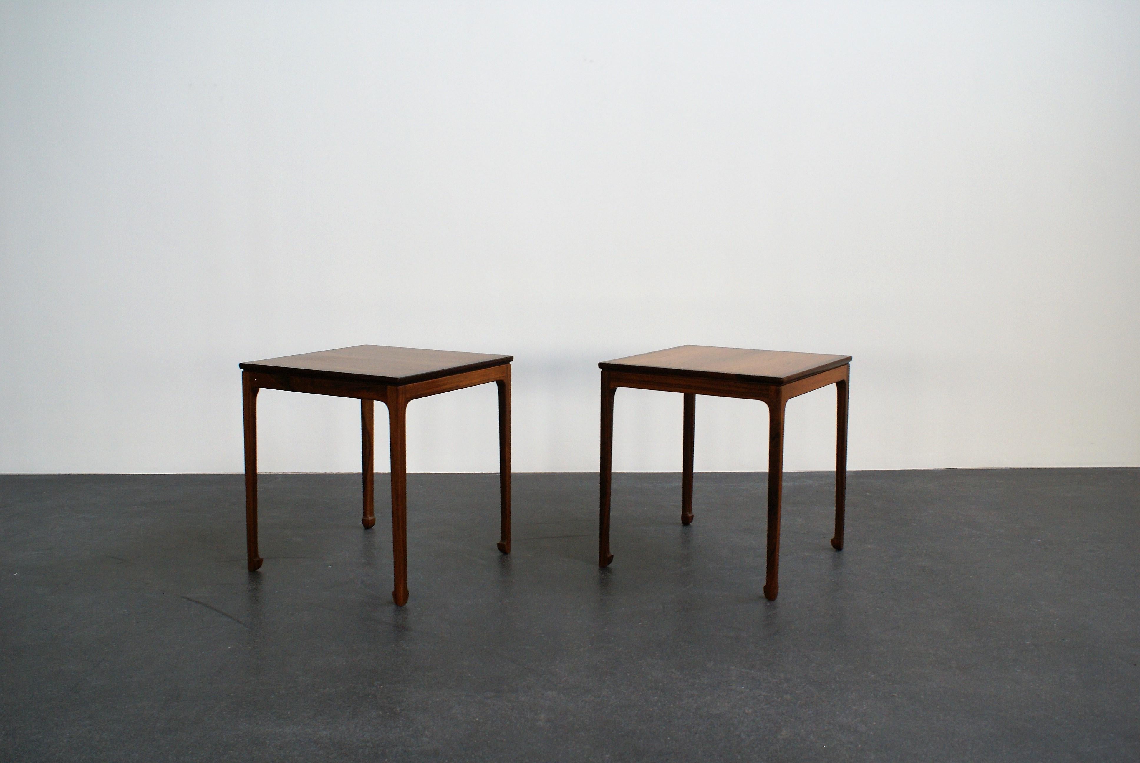 Ole Wanscher Pair of Side Tables in Brazilian Rosewood for A. J. Iversen, 1957 For Sale 6