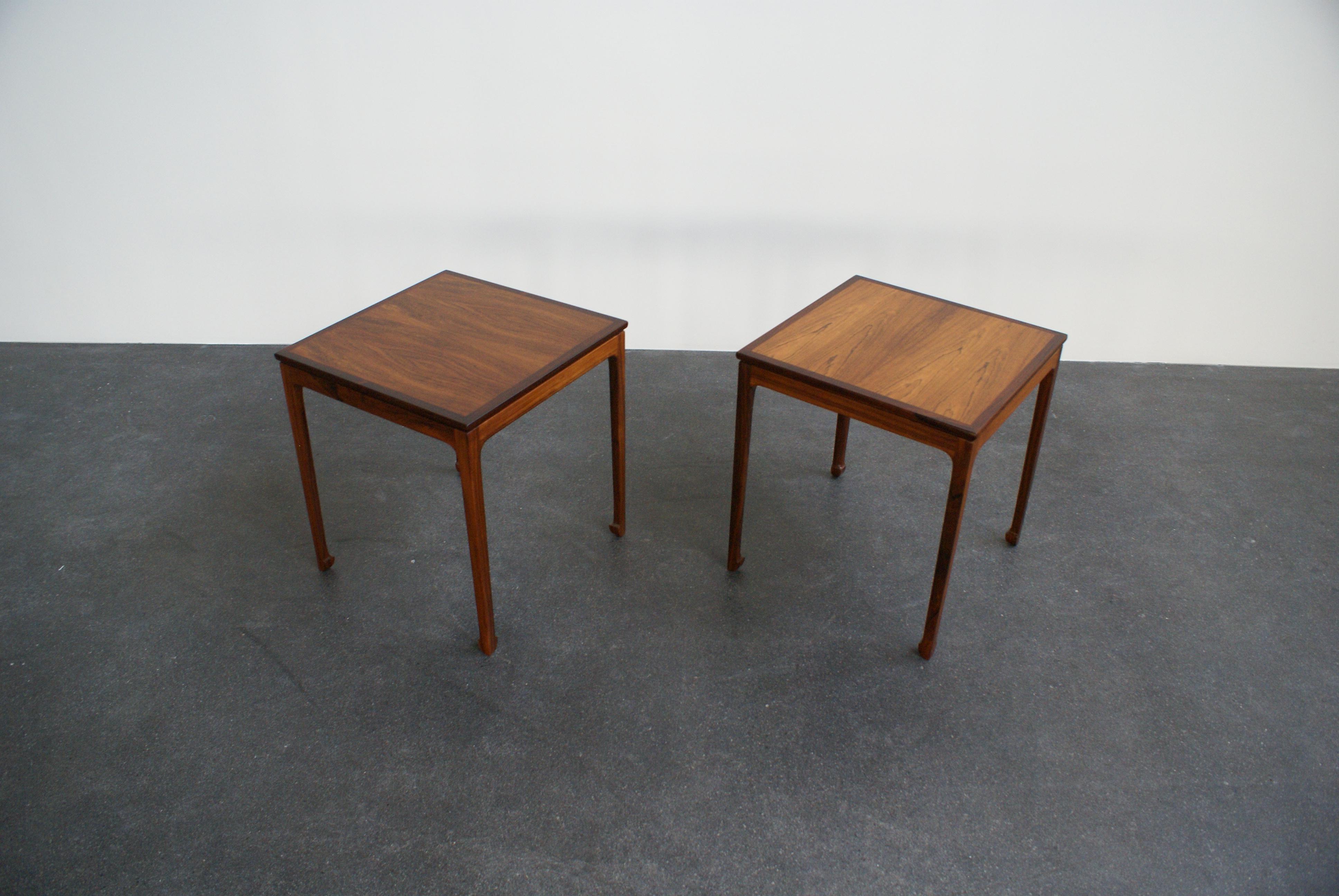 Ole Wanscher Pair of Side Tables in Brazilian Rosewood for A. J. Iversen, 1957 For Sale 7