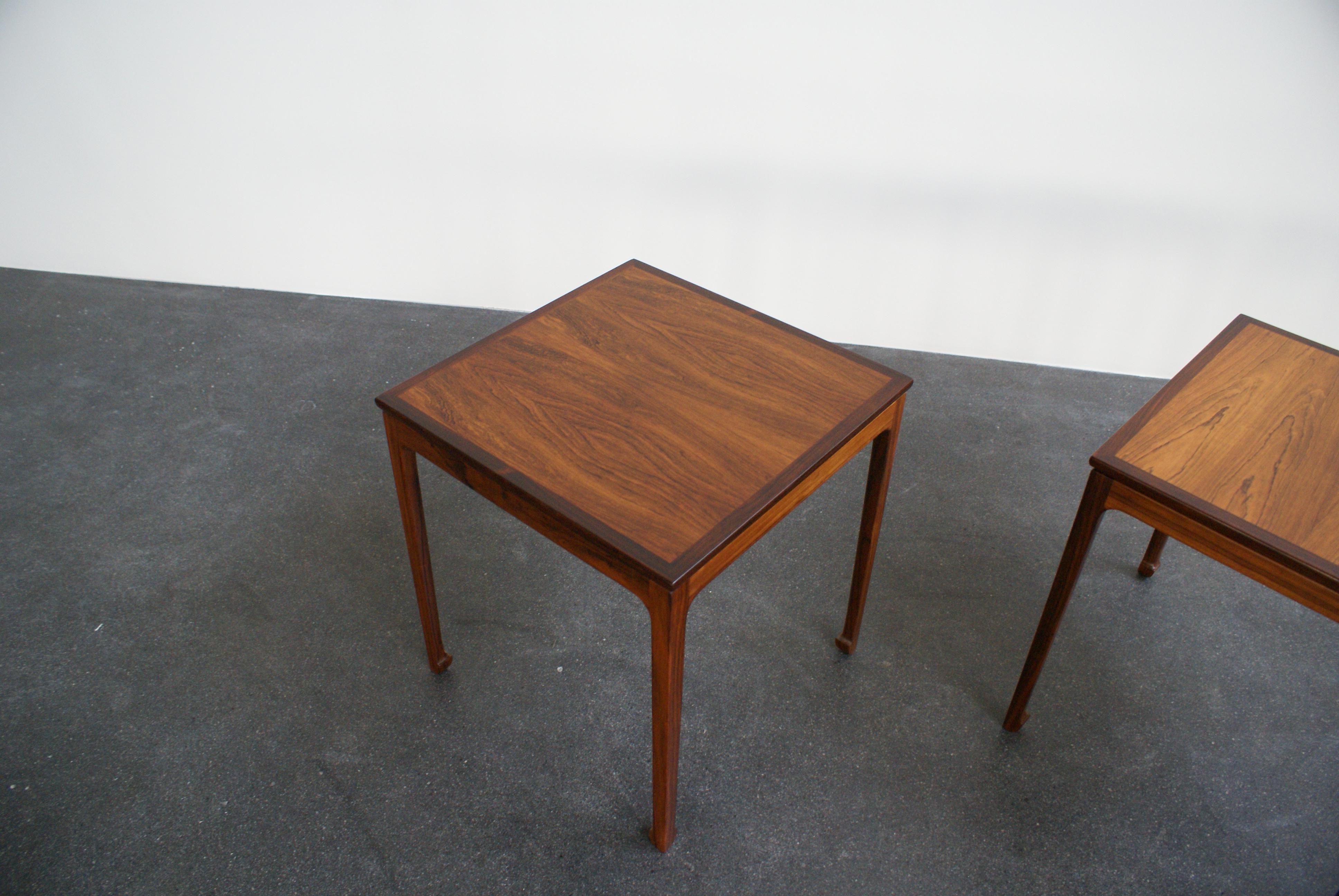 Ole Wanscher Pair of Side Tables in Brazilian Rosewood for A. J. Iversen, 1957 For Sale 8