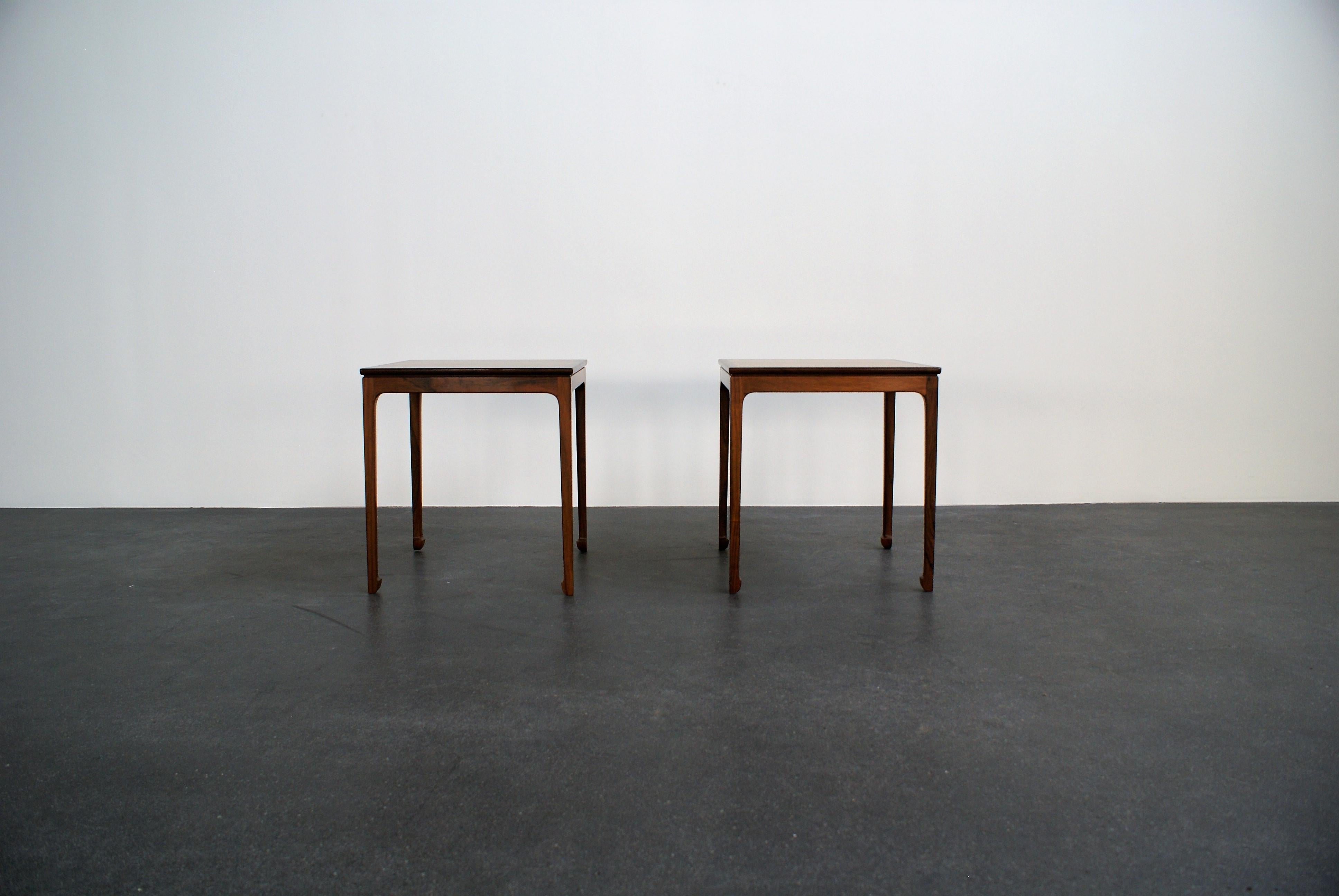 Ole Wanscher Pair of Side Tables in Brazilian Rosewood for A. J. Iversen, 1957 For Sale 1