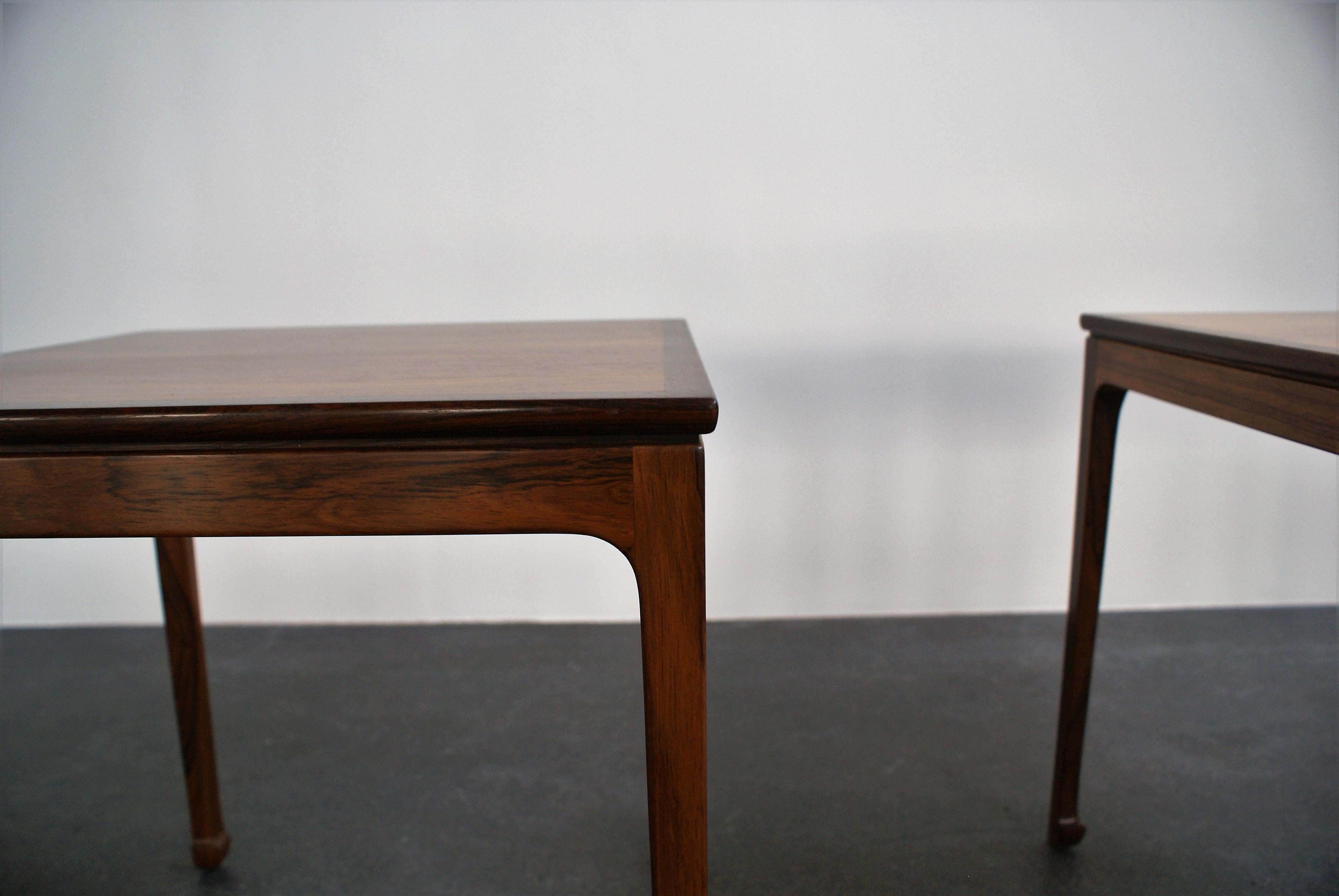 Ole Wanscher Pair of Side Tables in Brazilian Rosewood for A. J. Iversen, 1957 For Sale 2
