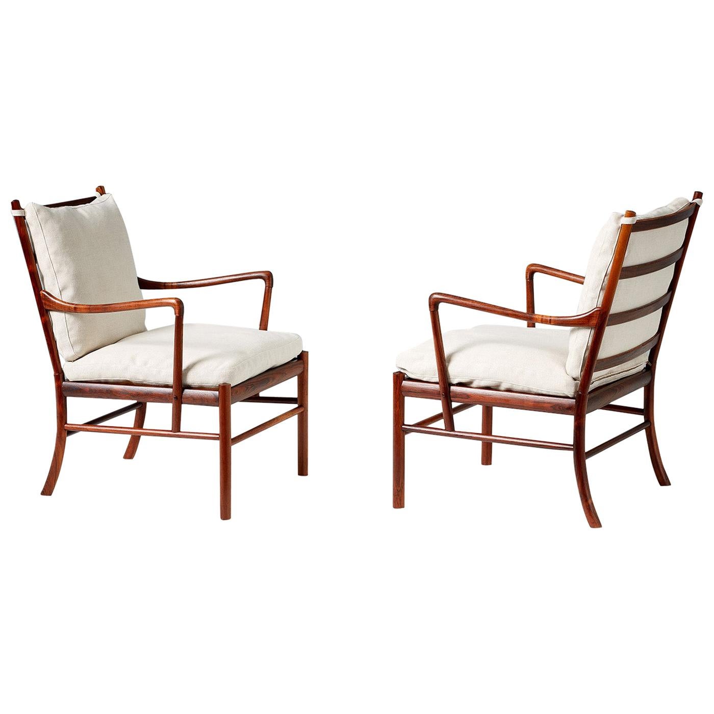 Ole Wanscher Pair of Vintage Rosewood Colonial Chairs, 1950s