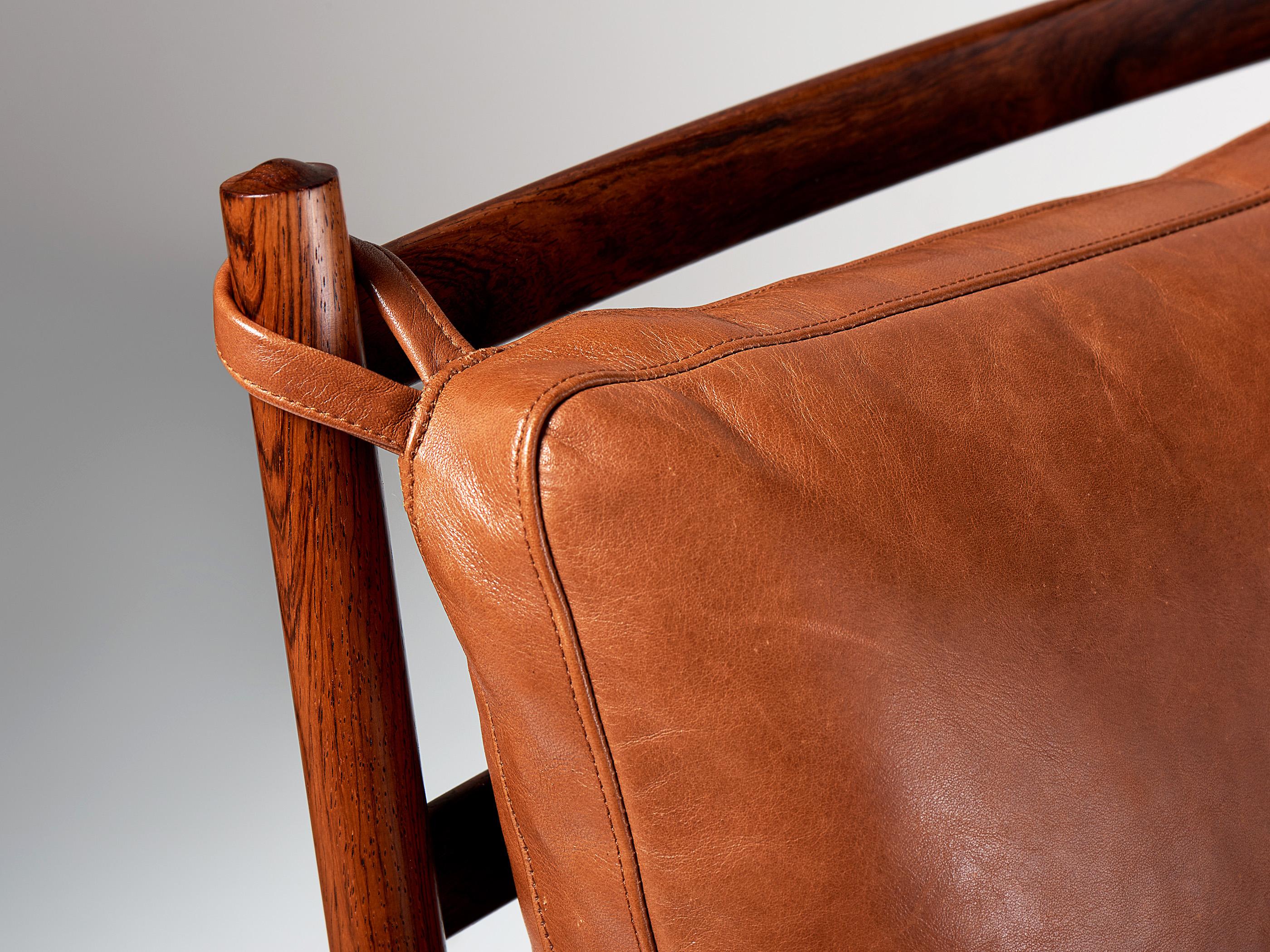 Mid-20th Century Ole Wanscher Pair of Vintage Rosewood & Leather Colonial Chairs, 1950s For Sale