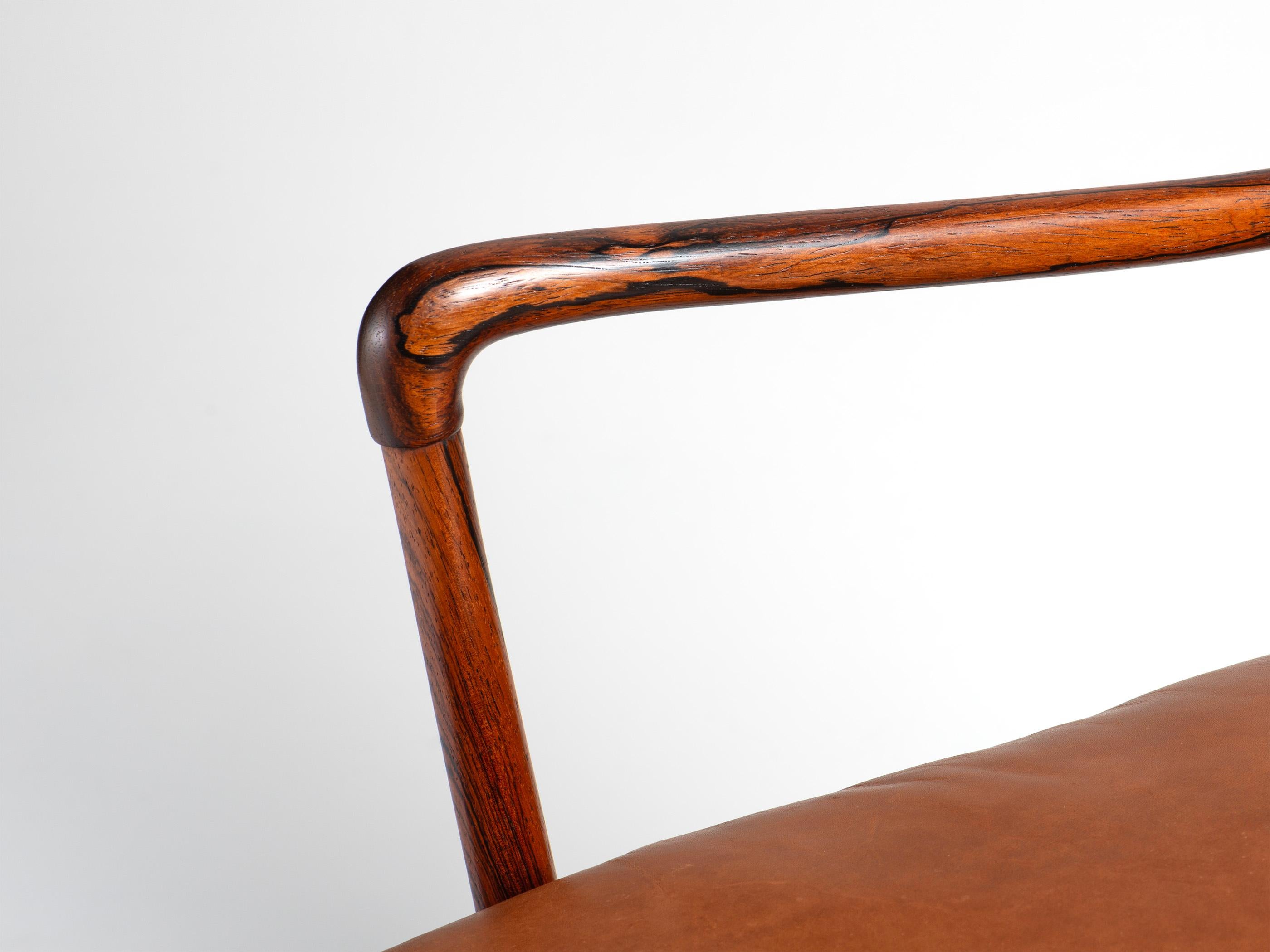 Linen Ole Wanscher Pair of Vintage Rosewood & Leather Colonial Chairs, 1950s For Sale