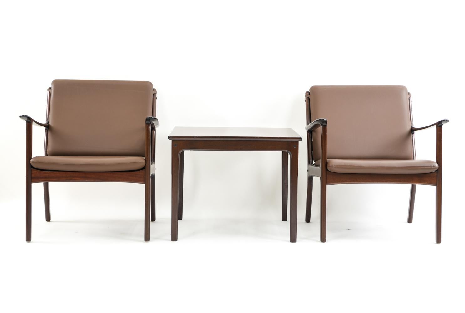 Ole Wanscher PJ112 Lounge Chairs and Side Table 3
