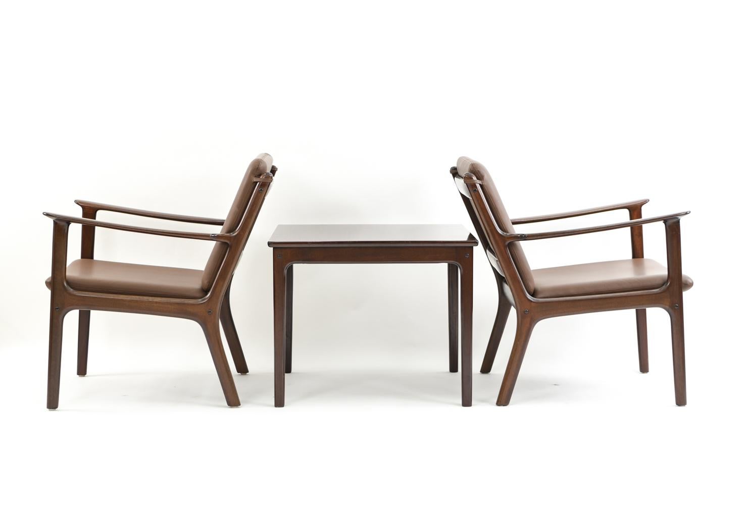 Ole Wanscher PJ112 Lounge Chairs and Side Table 4