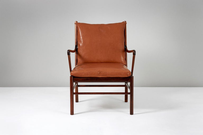 Leather Ole Wanscher Rosewood Colonial Chair, 1949