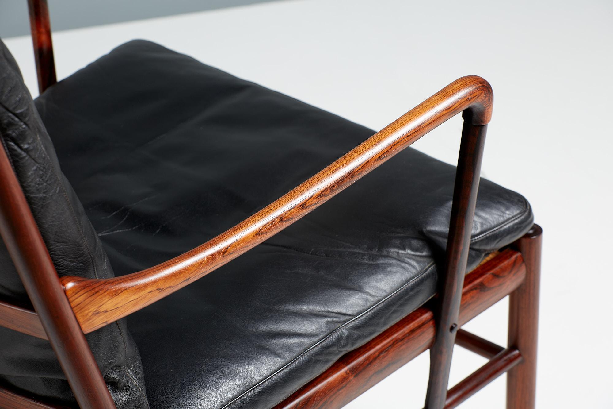 Leather Ole Wanscher Rosewood Colonial Chair 1949