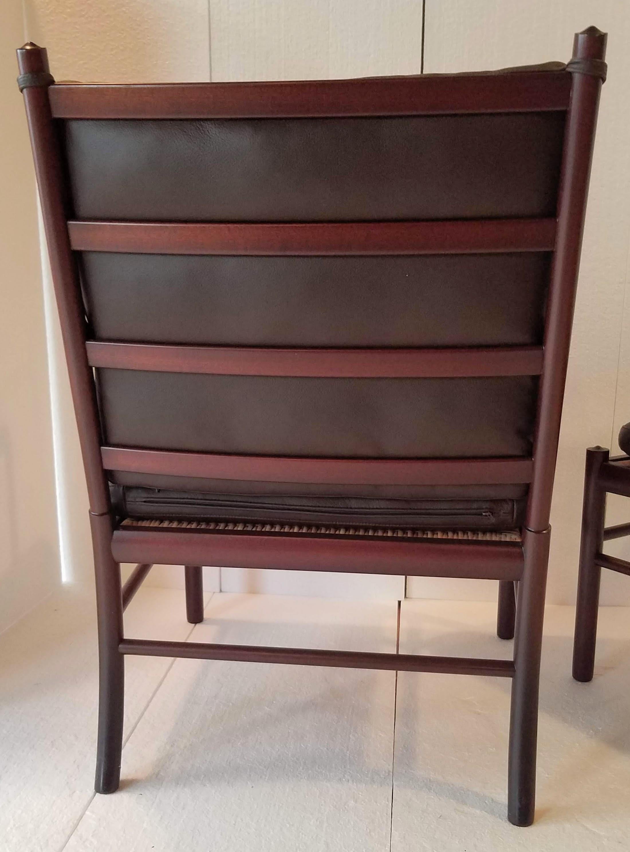 Leather Ole Wanscher Rosewood Colonial Chair and Ottoman C. 1960 Poul Jeppsen Denmark