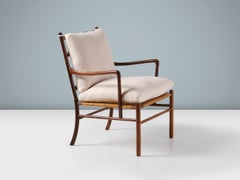 Ole Wanscher Silla colonial de palisandro con cojines de lino, 1949