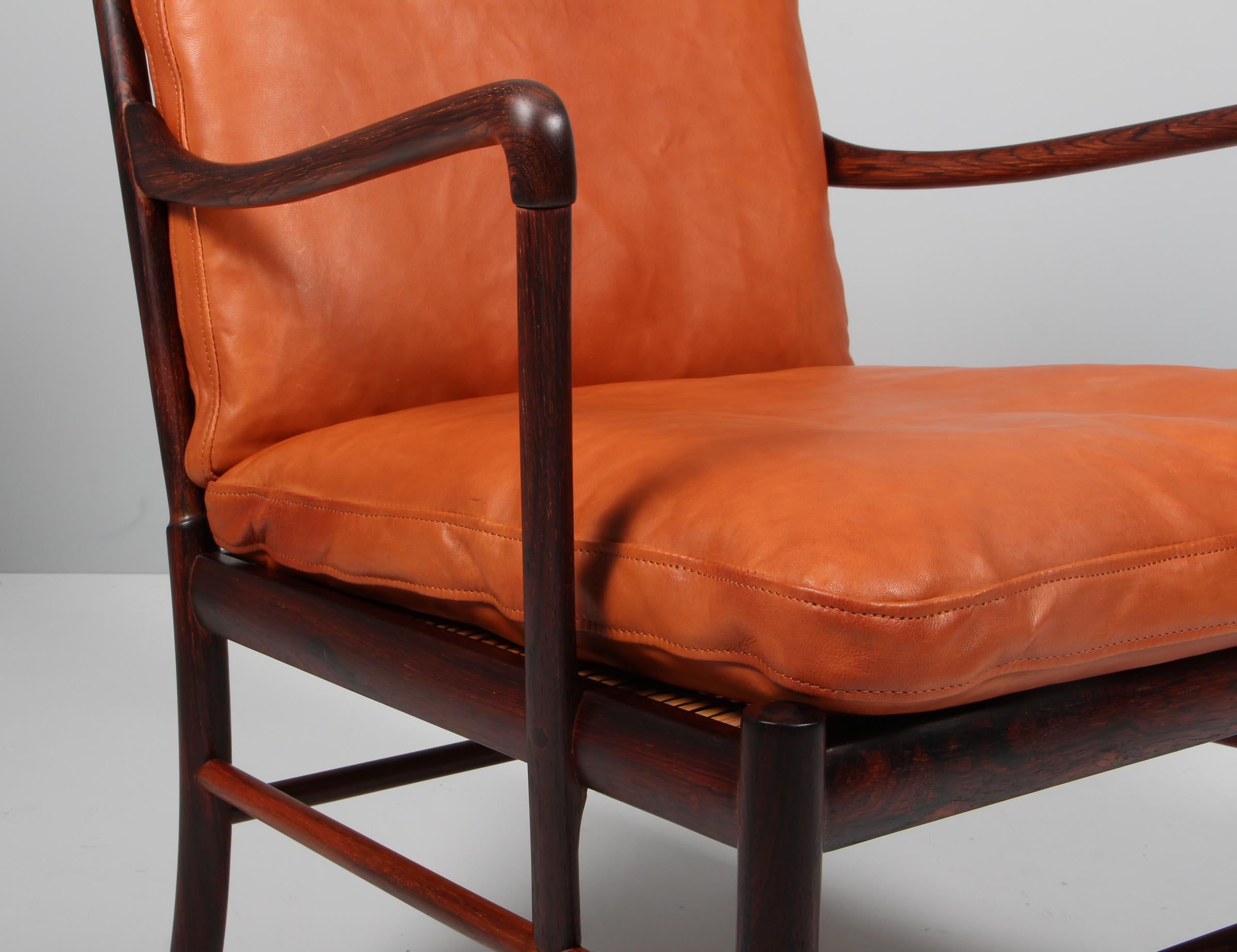 Ole Wanscher Rosewood colonial lounge chair, 1950s, Denmark, Goat leather In Excellent Condition In Esbjerg, DK