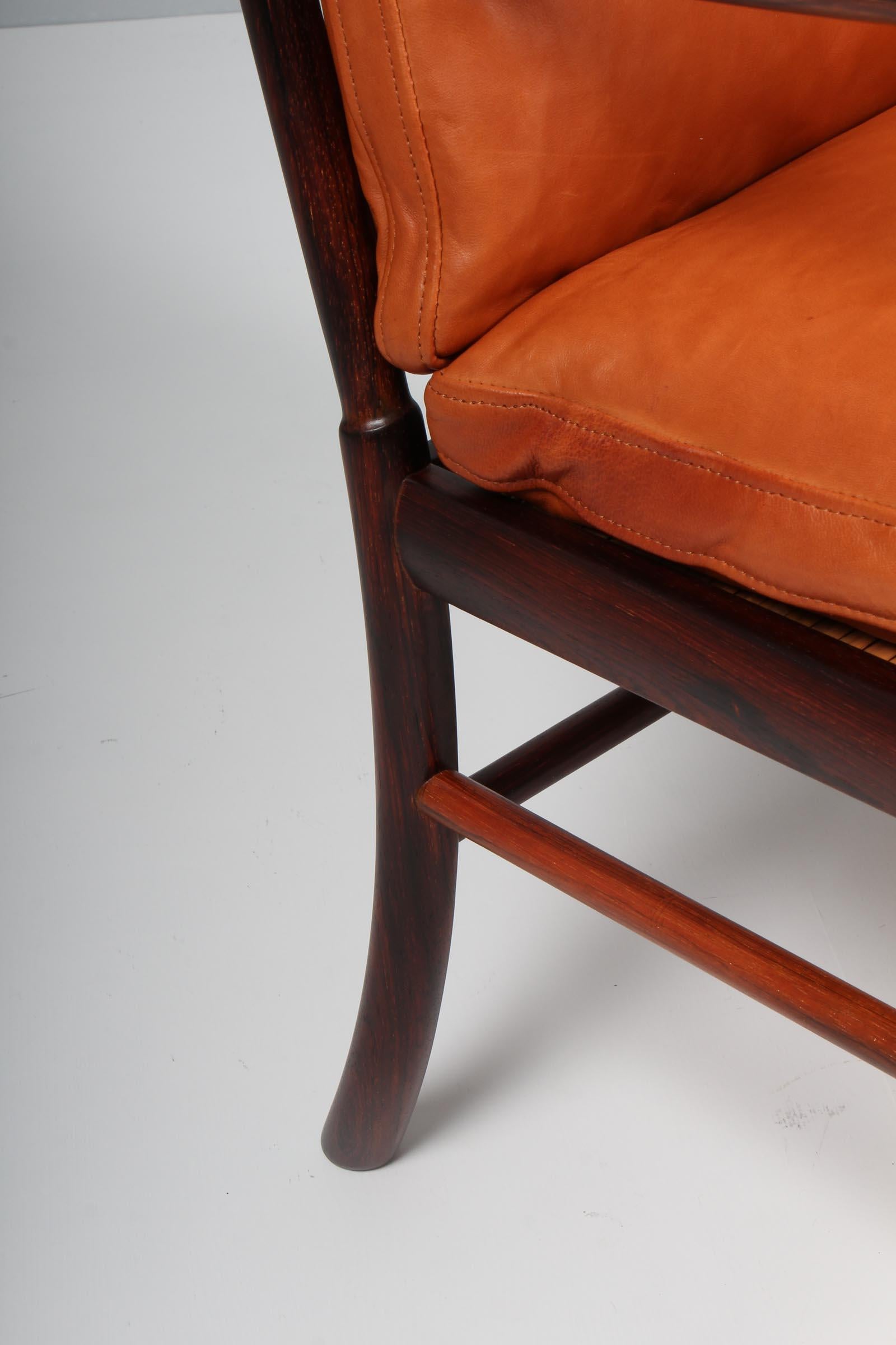 Ole Wanscher Rosewood colonial lounge chair, 1950s, Denmark, Goat leather 1