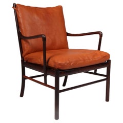 Ole Wanscher Rosewood colonial lounge chair, 1950s, Denmark, Goat leather