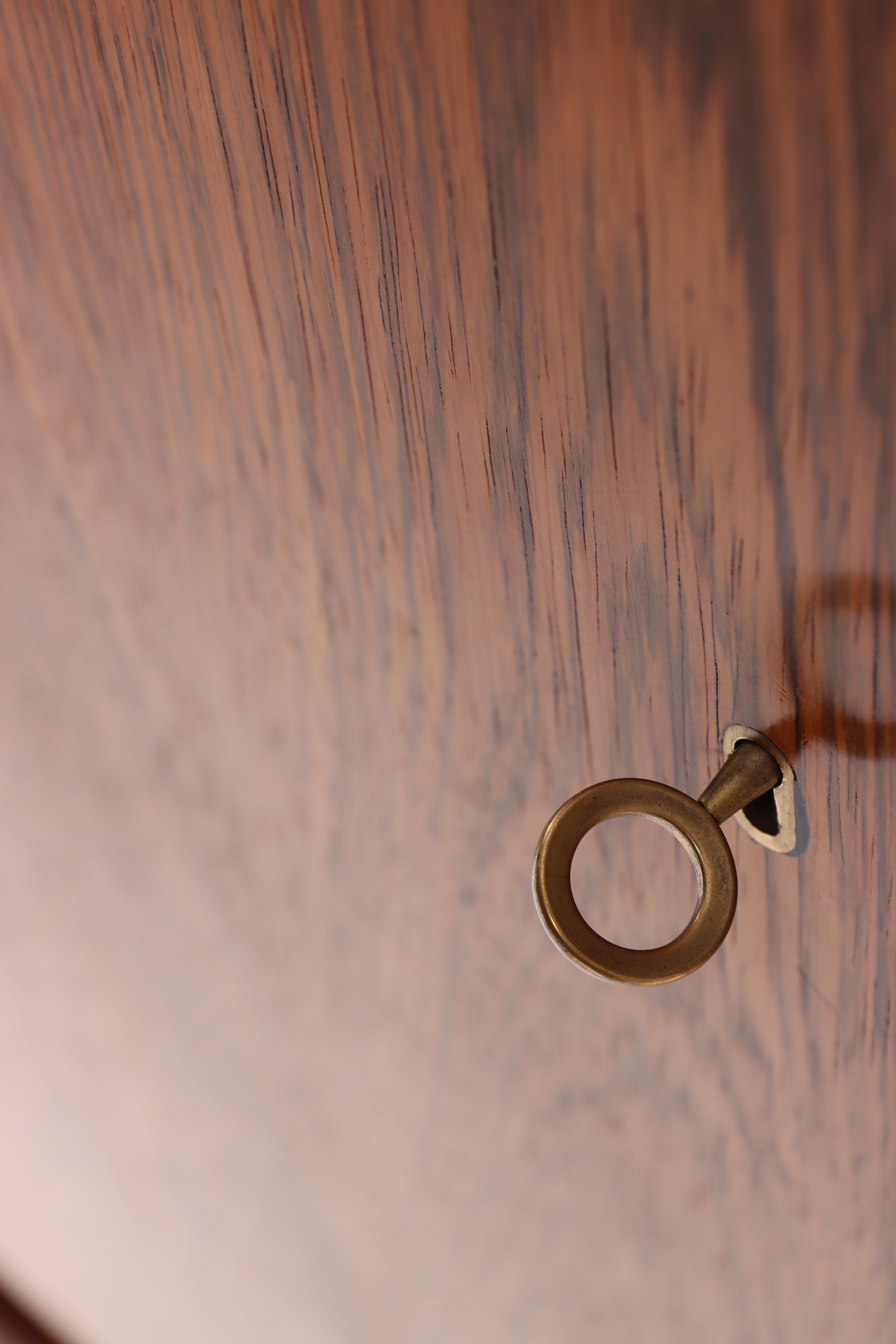 Ole Wanscher Rosewood High Cabinet with Brass Keys, P. Jeppesen, 1960s In Good Condition For Sale In Lejre, DK