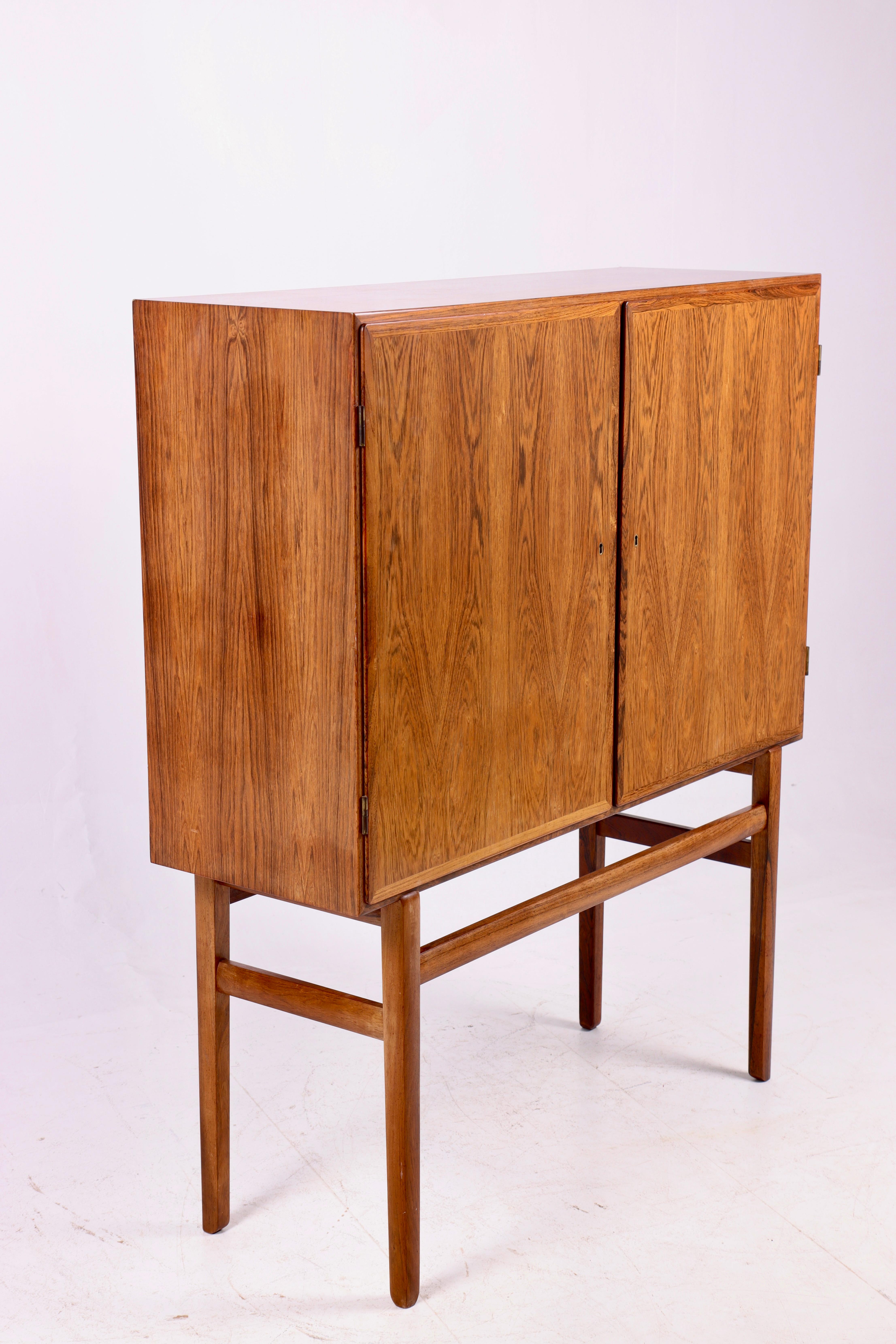 Mid-20th Century Ole Wanscher Rosewood High Cabinet with Brass Keys, P. Jeppesen, 1960s For Sale