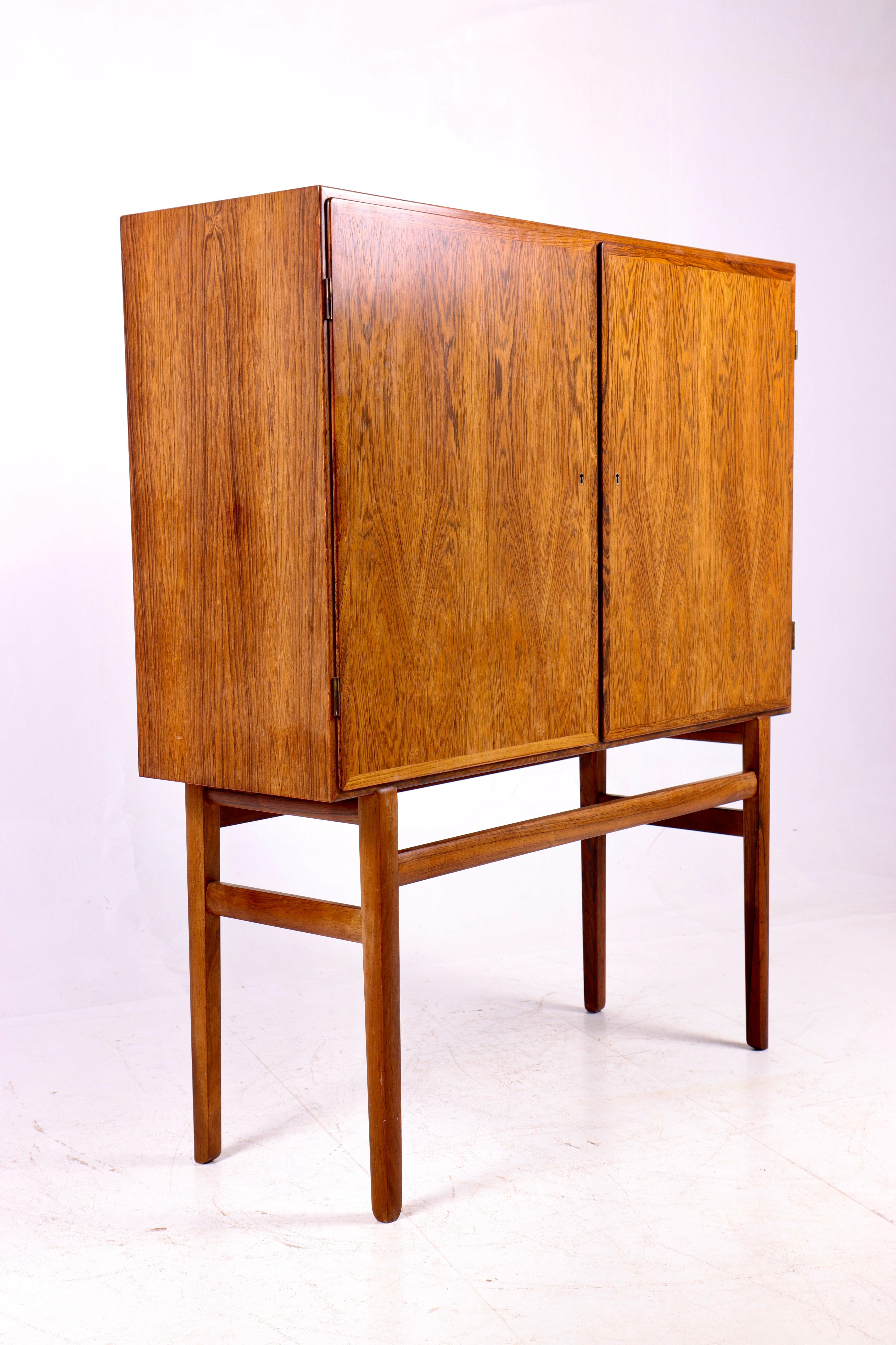 Ole Wanscher Rosewood High Cabinet with Brass Keys, P. Jeppesen, 1960s For Sale 1
