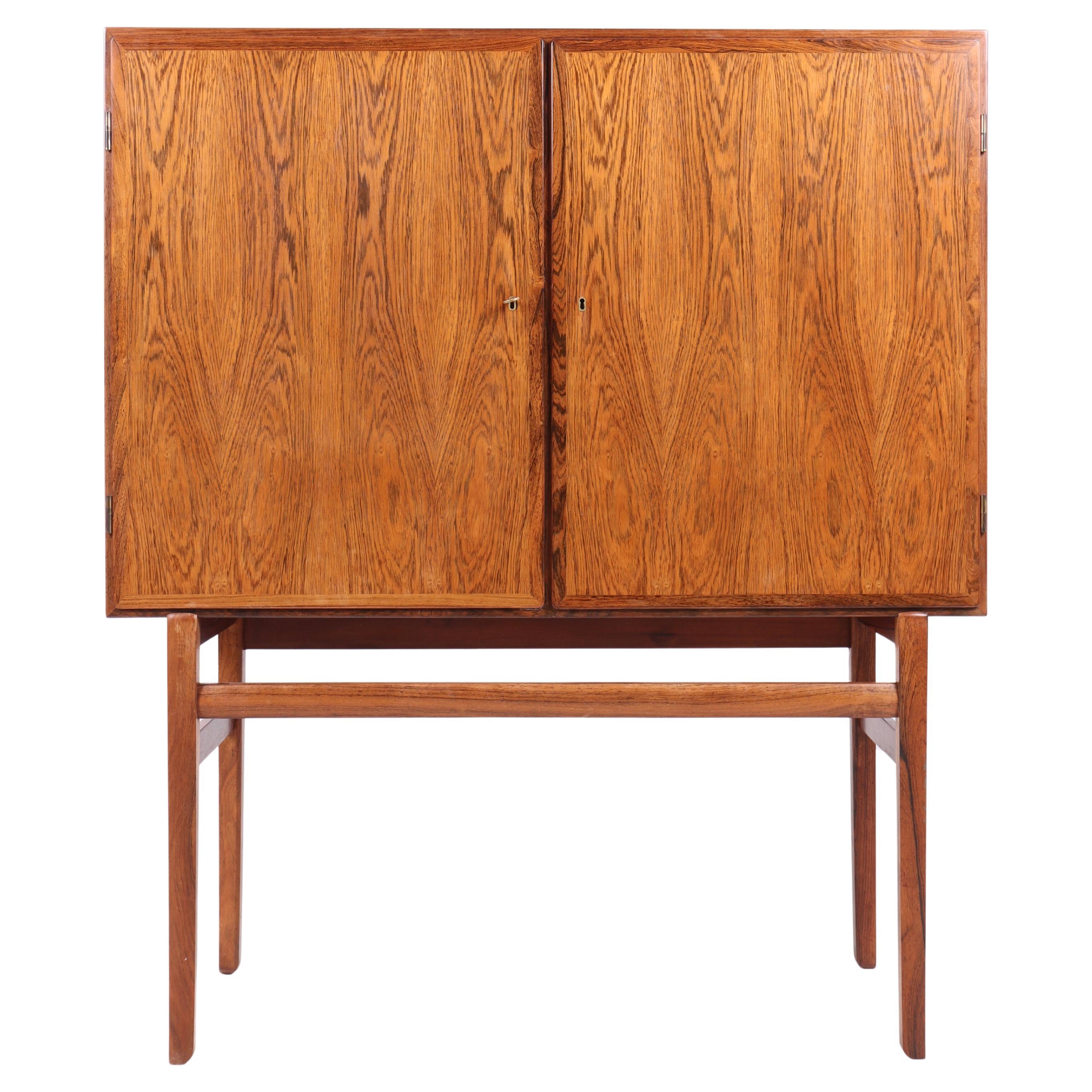 Ole Wanscher Rosewood High Cabinet with Brass Keys, P. Jeppesen, 1960s For Sale