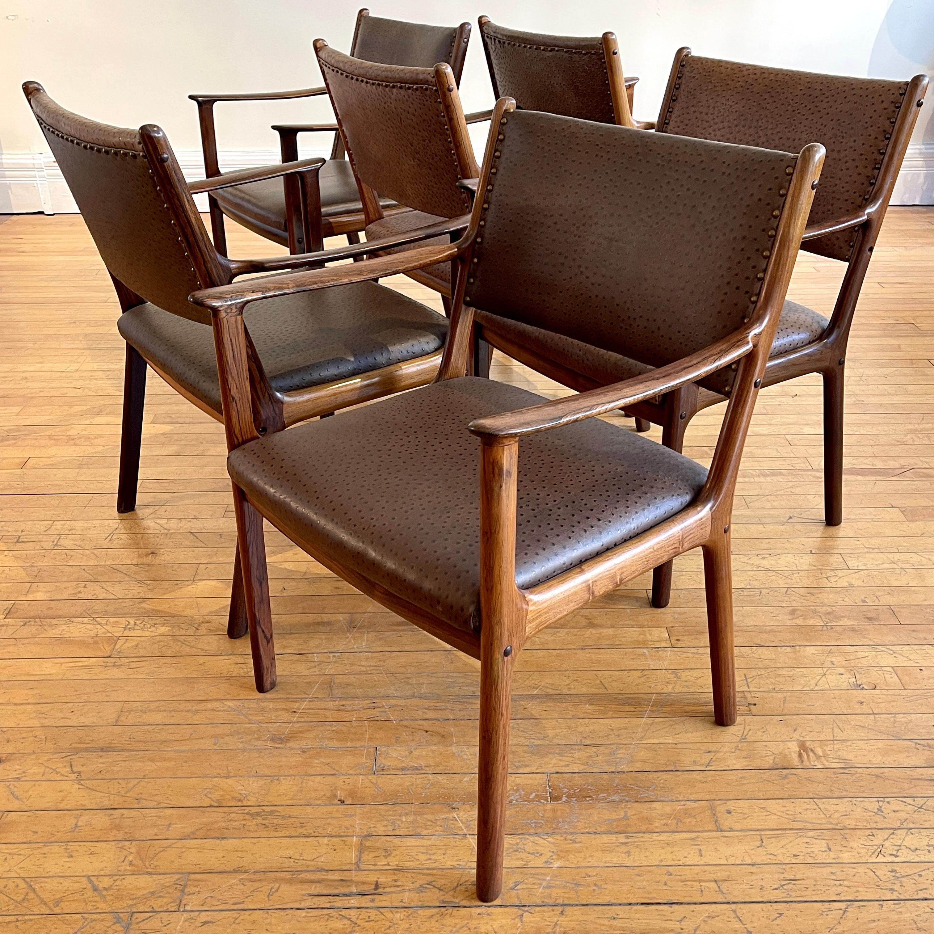 Ole Wanscher Rosewood & Leather Arm Dining Chairs Danish Modern Priced per Chair 6