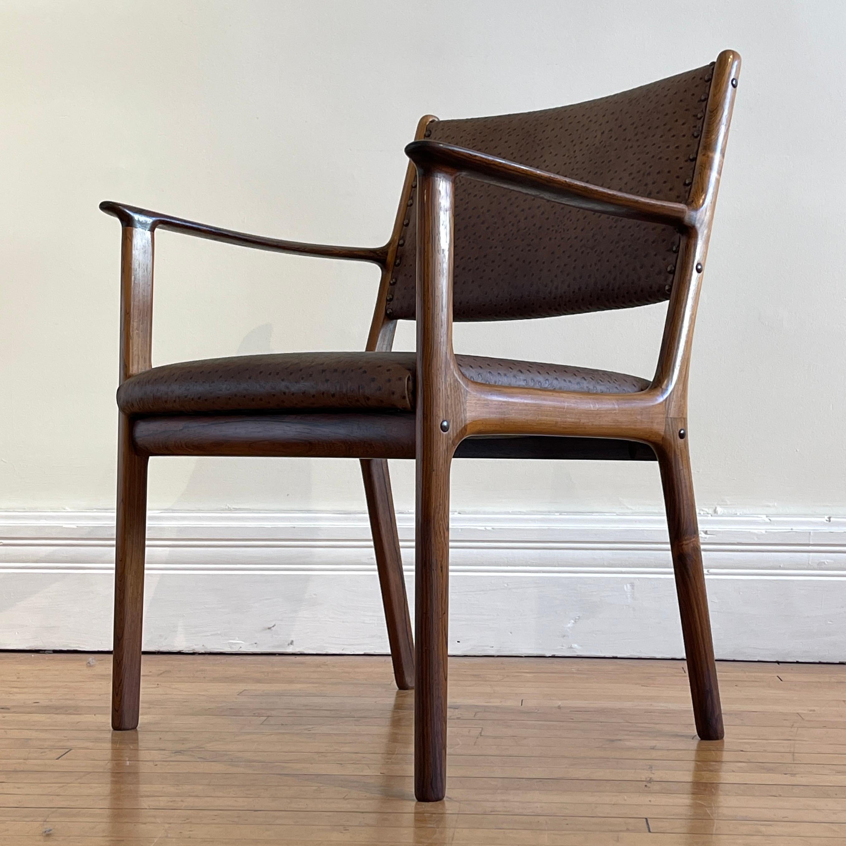 Ole Wanscher Rosewood & Leather Arm Dining Chairs Danish Modern Priced per Chair 2