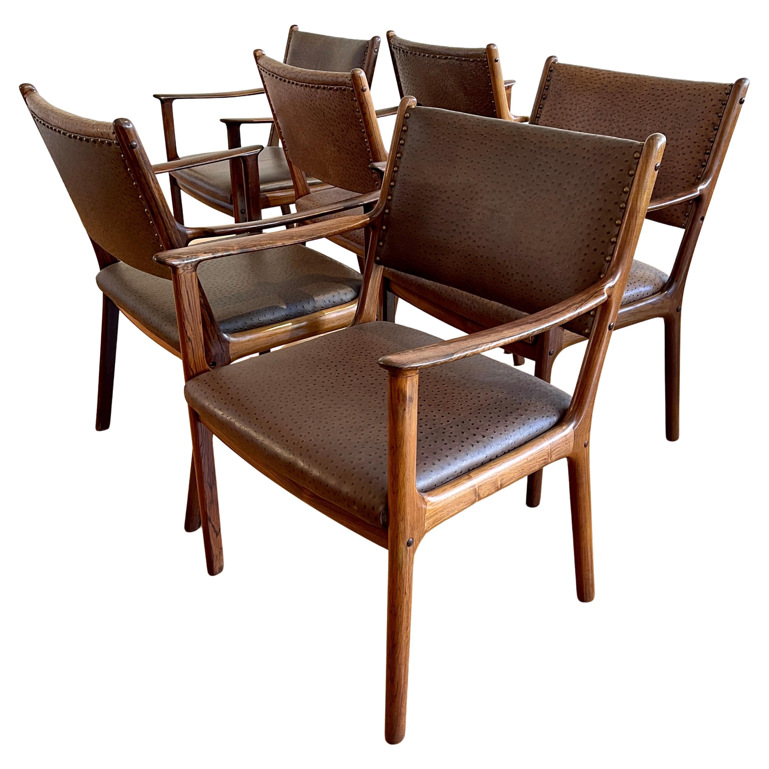 Ole Wanscher Rosewood & Leather Arm Dining Chairs Danish Modern Priced per Chair