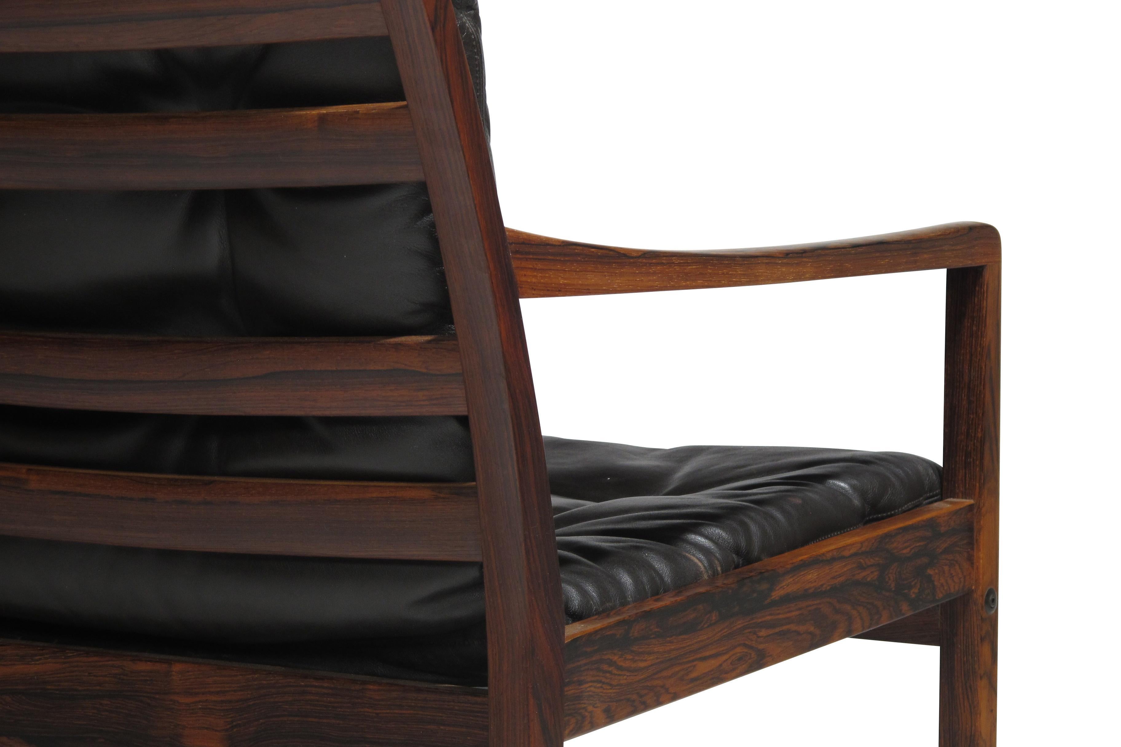 Ole Wanscher Rosewood Lounge Chairs in Original Leather 2