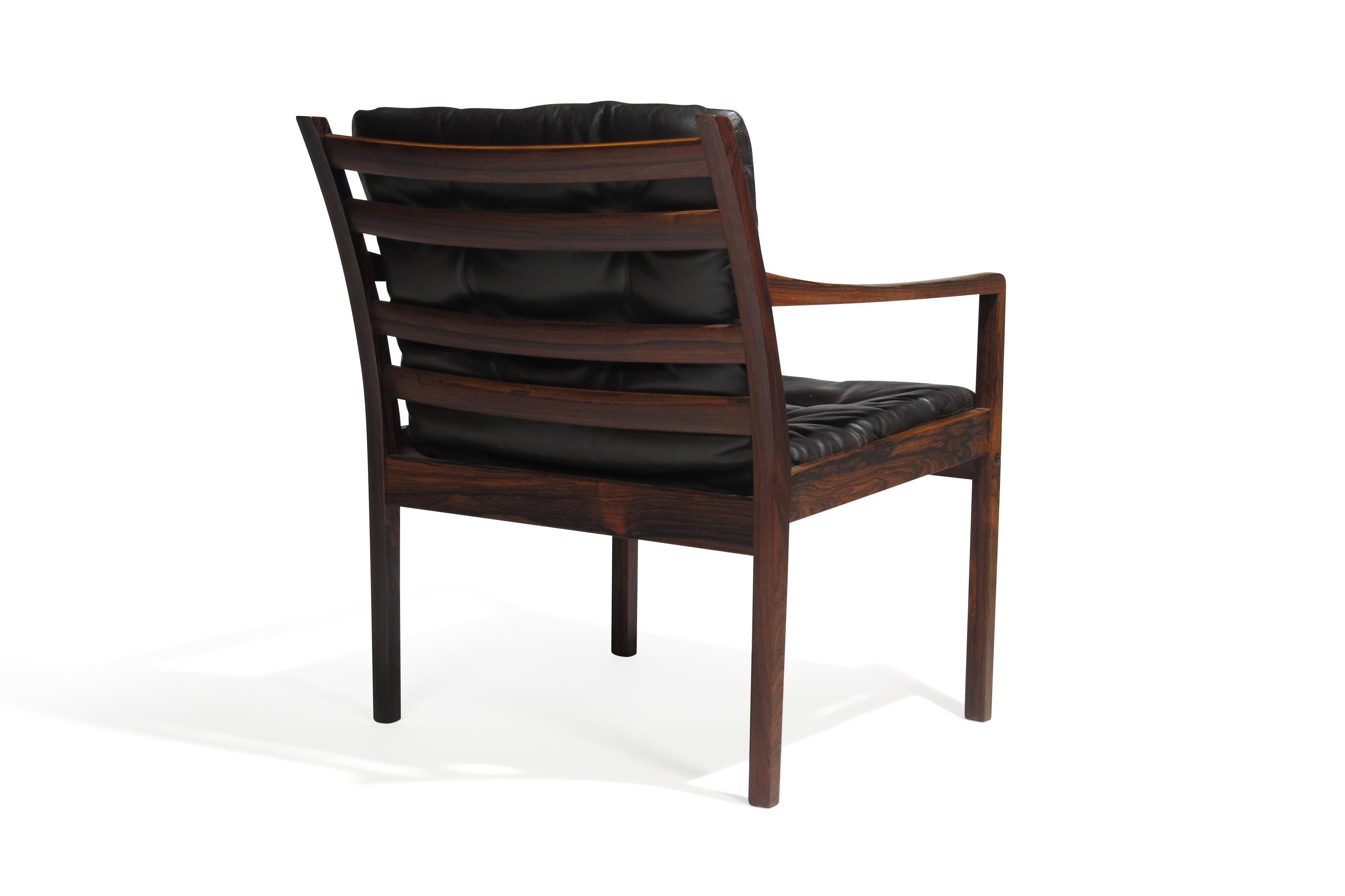 Oiled Ole Wanscher Rosewood Lounge Chairs in Original Leather