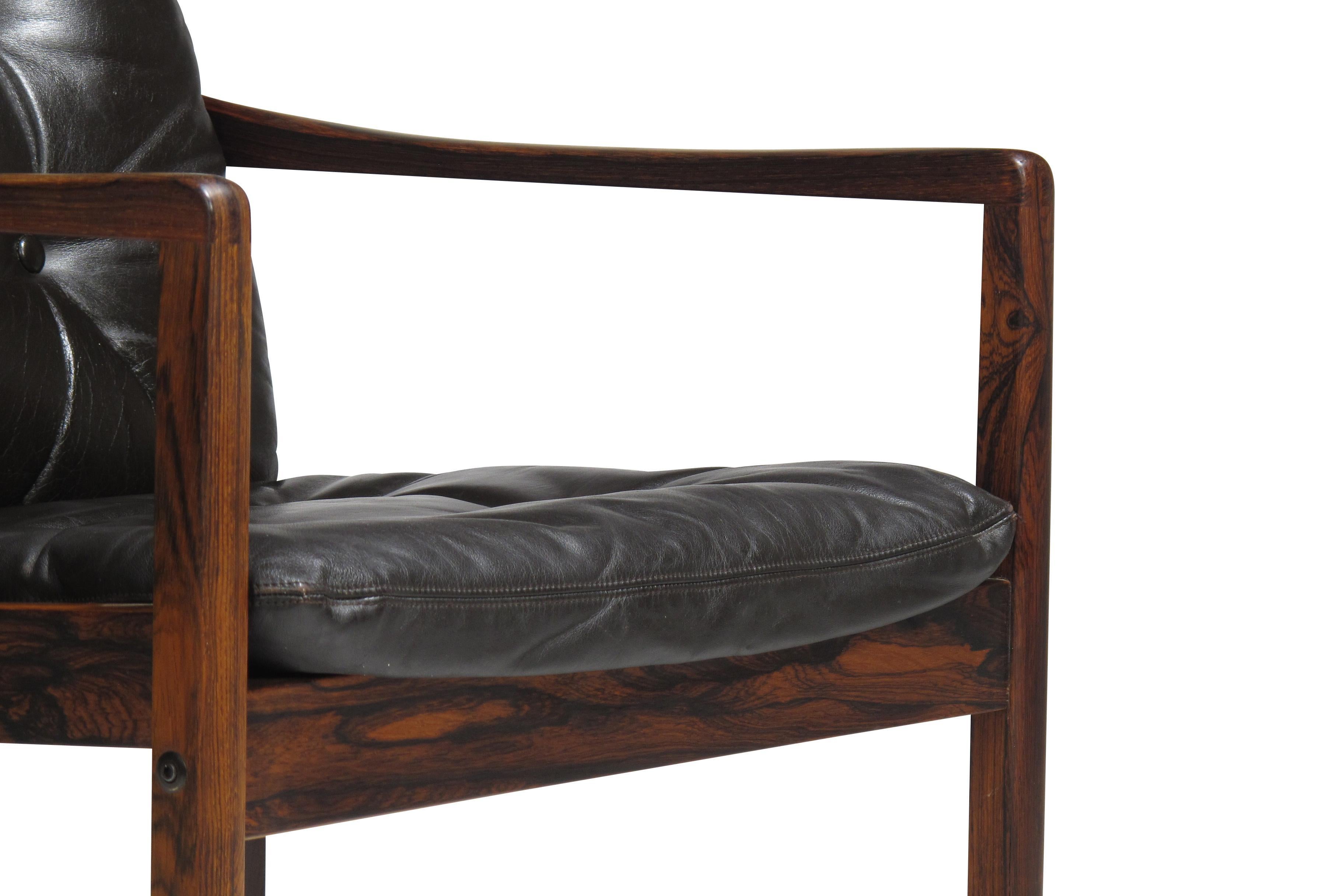 Ole Wanscher Rosewood Lounge Chairs in Original Leather 1
